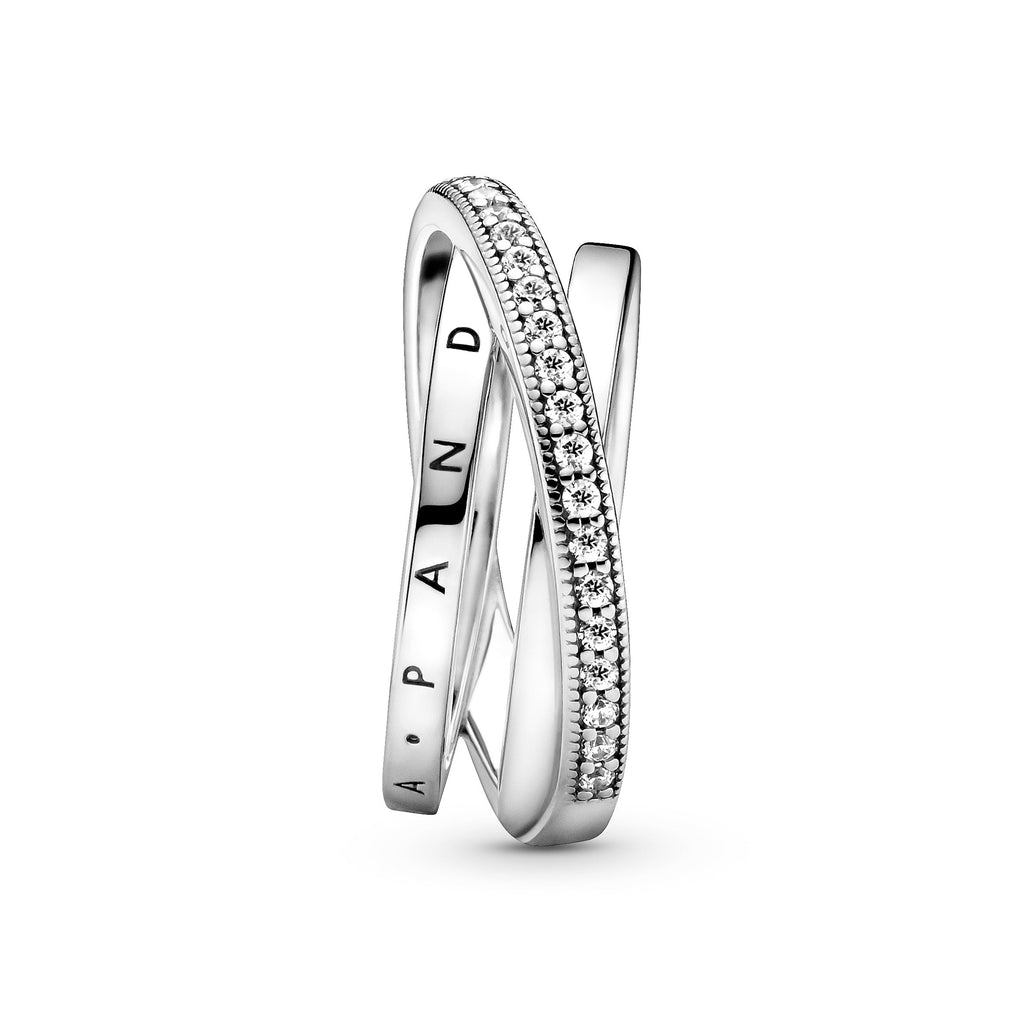PANDORA Crossover Pavé Triple Band Ring Cubic Zirconia Rings Statement Ring Jewelry Gift