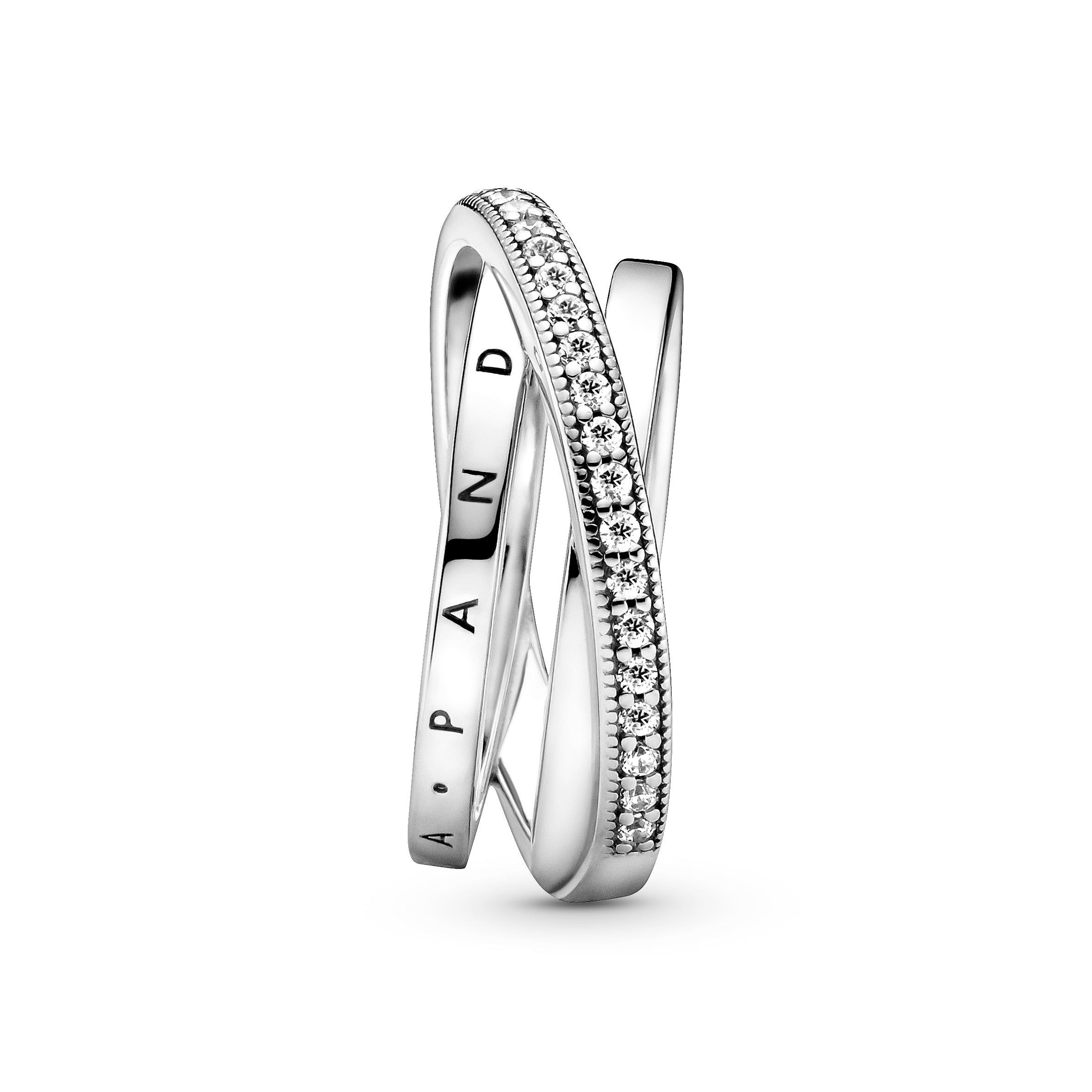 PANDORA Crossover Pavé Triple Band Ring Cubic Zirconia Rings Statement Ring Jewelry Gift
