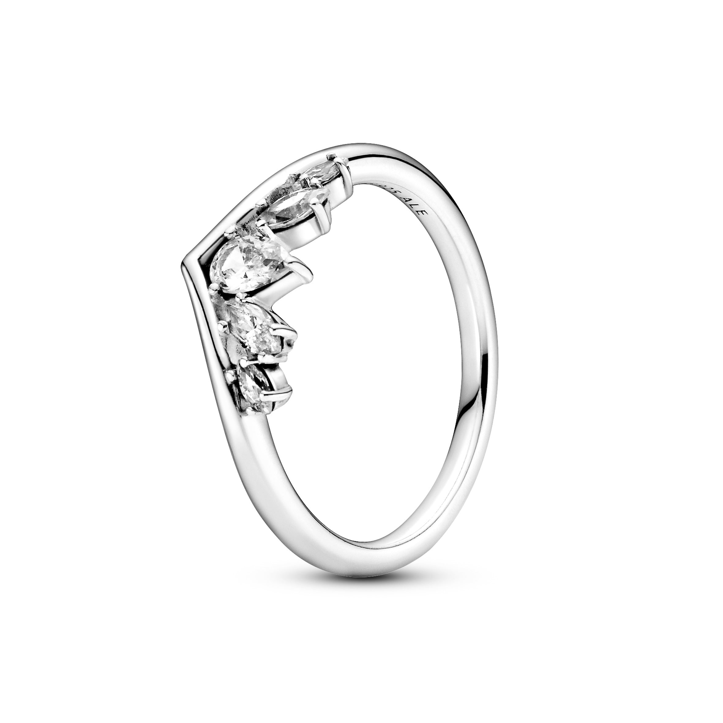 PANDORA Sparkling Pear And Marquise Wishbone Ring Cubic Zirconia Silver Rings Statement Ring Jewelry Gift