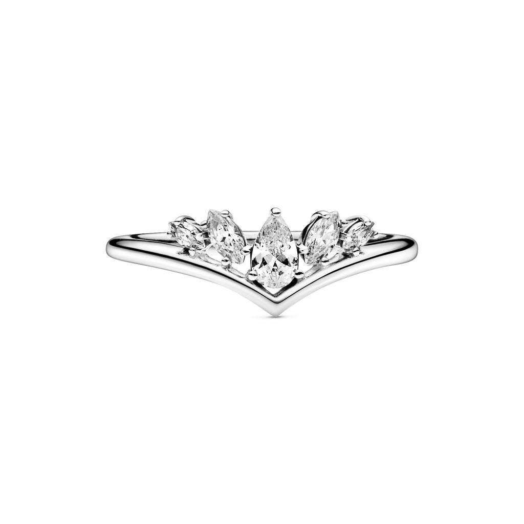 PANDORA Sparkling Pear And Marquise Wishbone Ring Cubic Zirconia Silver Rings Statement Ring Jewelry Gift