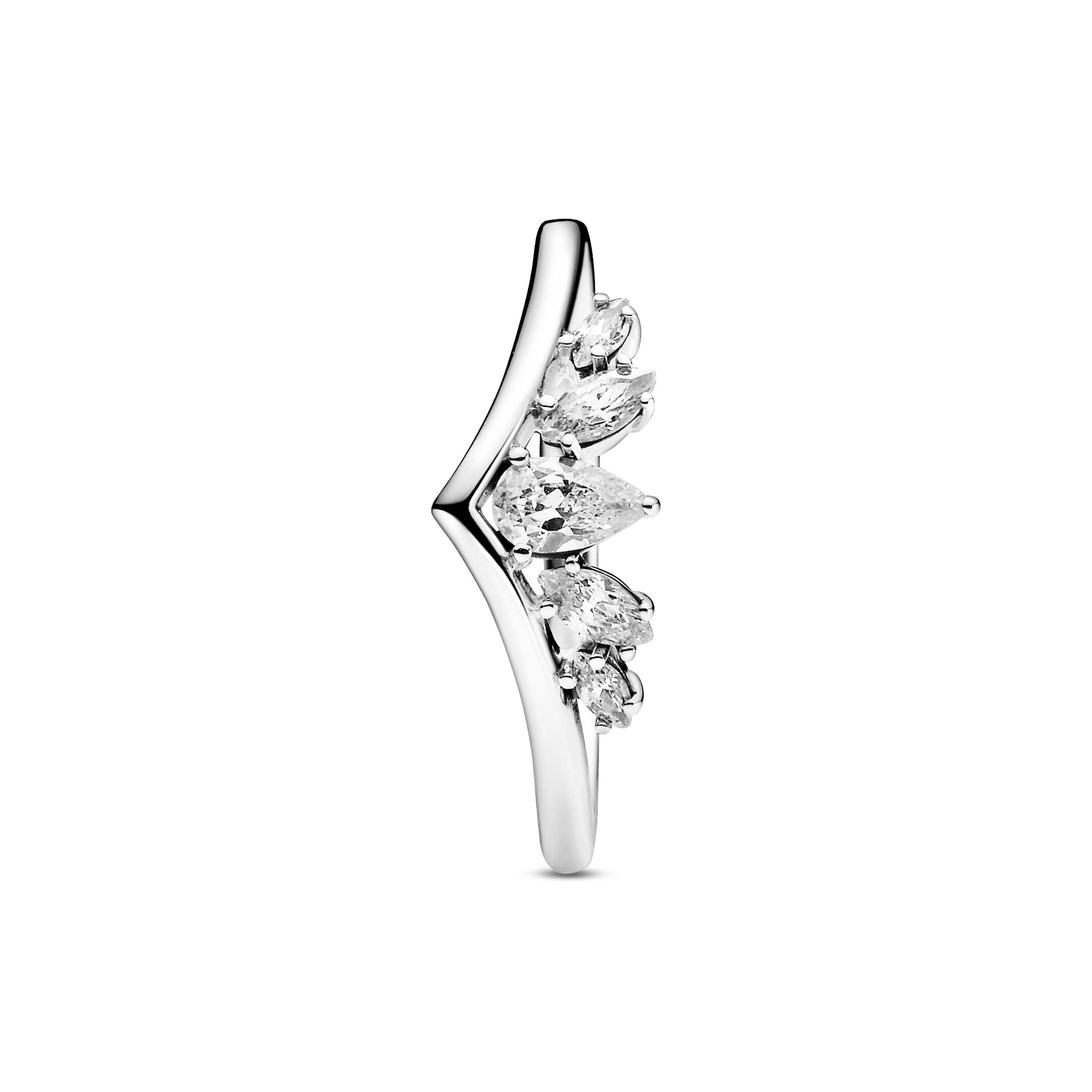 PANDORA Sparkling Pear And Marquise Wishbone Ring Cubic Zirconia Silver Rings Statement Ring Jewelry Gift