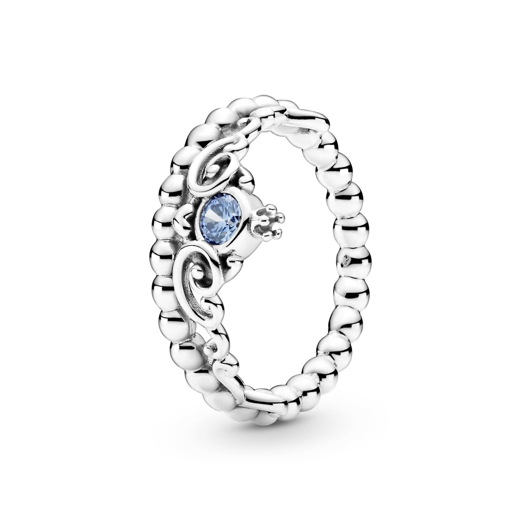 PANDORA Disney Cinderella Blue Tiara Ring Cubic Zirconia Disney Princess Rings Statement Ring Jewelry Gift