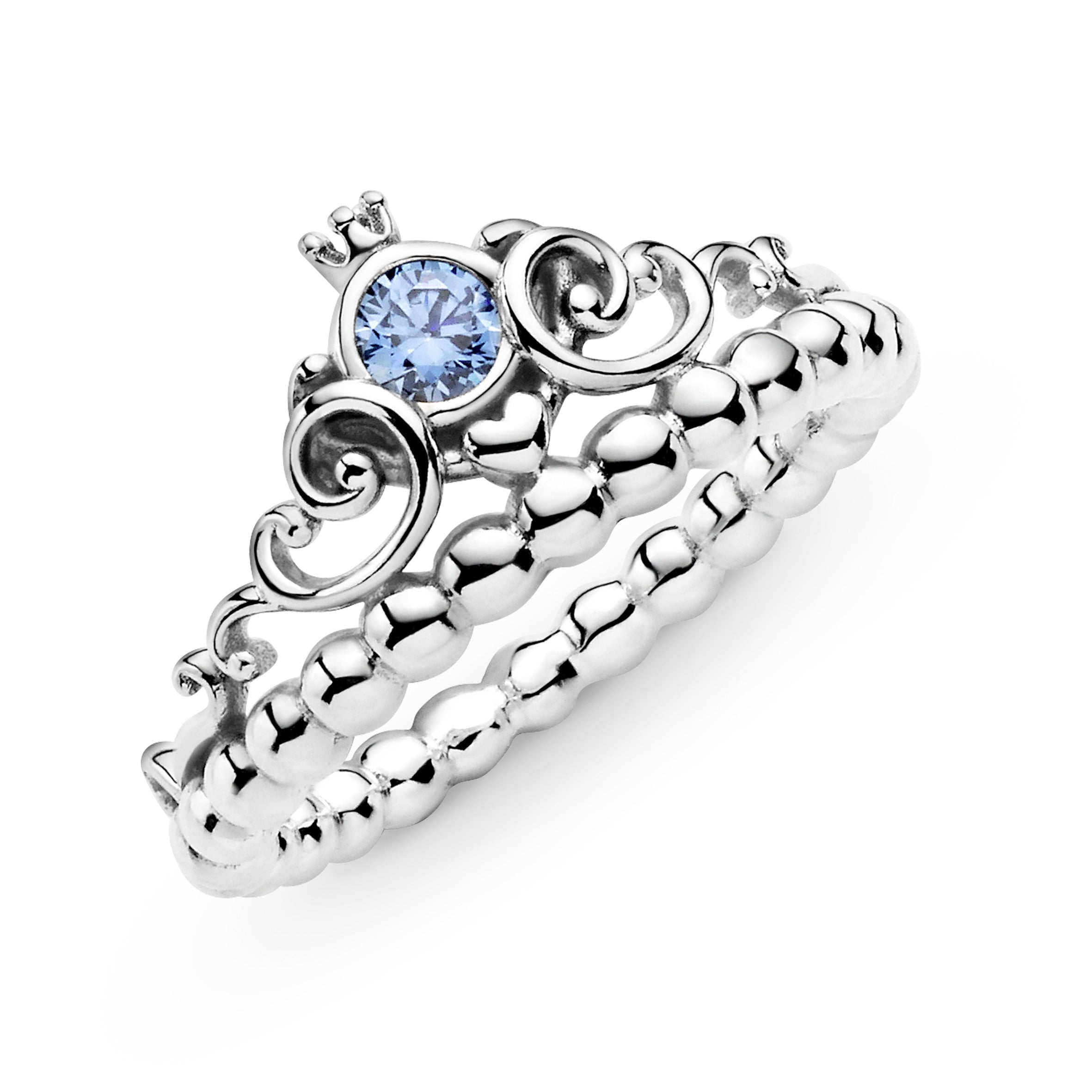 PANDORA Disney Cinderella Blue Tiara Ring Cubic Zirconia Disney Princess Rings Statement Ring Jewelry Gift