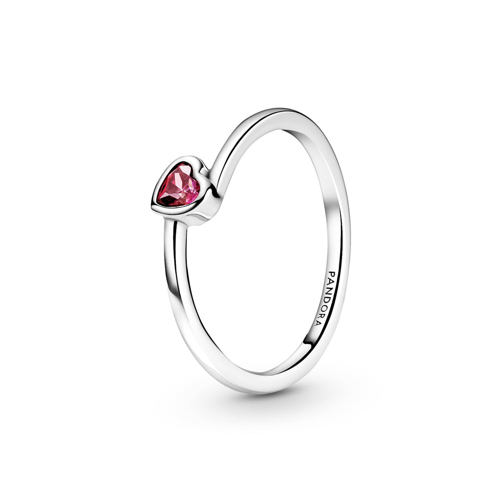 PANDORA Red Tilted Heart Solitaire Ring Sterling Silver Rings Statement Ring Jewelry Gift