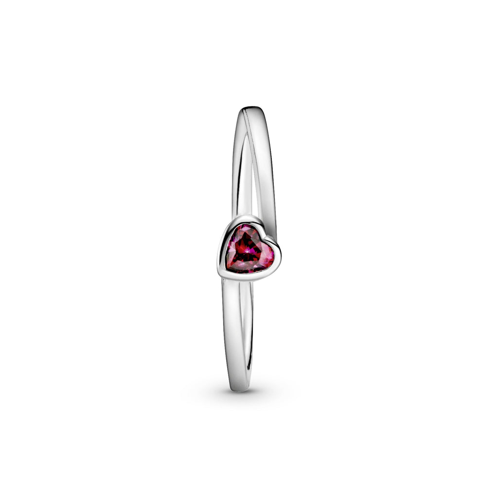 PANDORA Red Tilted Heart Solitaire Ring Sterling Silver Rings Statement Ring Jewelry Gift