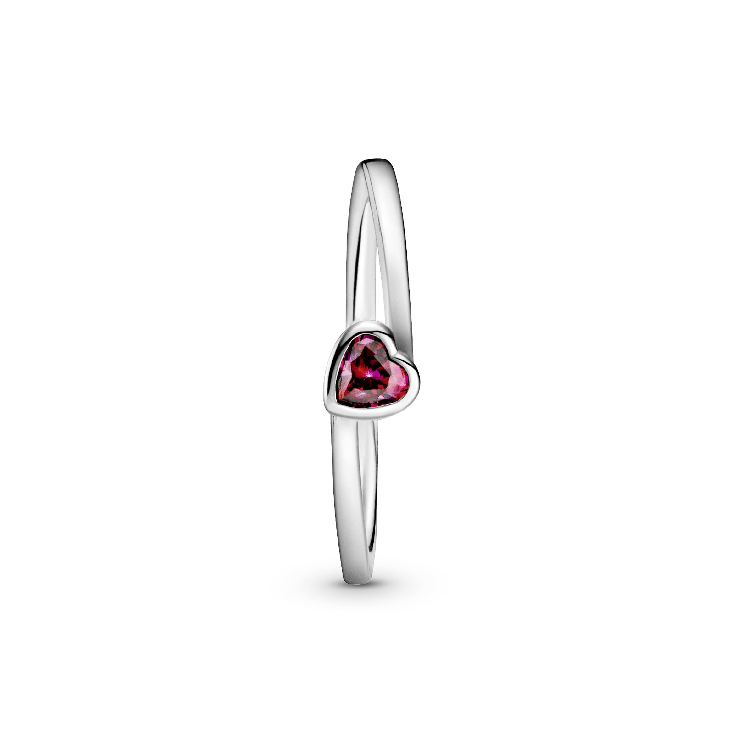 PANDORA Red Tilted Heart Solitaire Ring Sterling Silver Rings Statement Ring Jewelry Gift