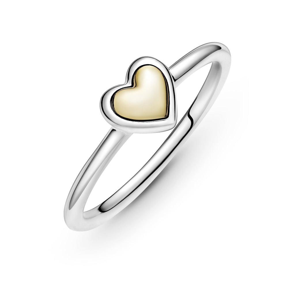 PANDORA Domed Golden Heart Ring 14K Gold Rings Statement Ring Jewelry Gift