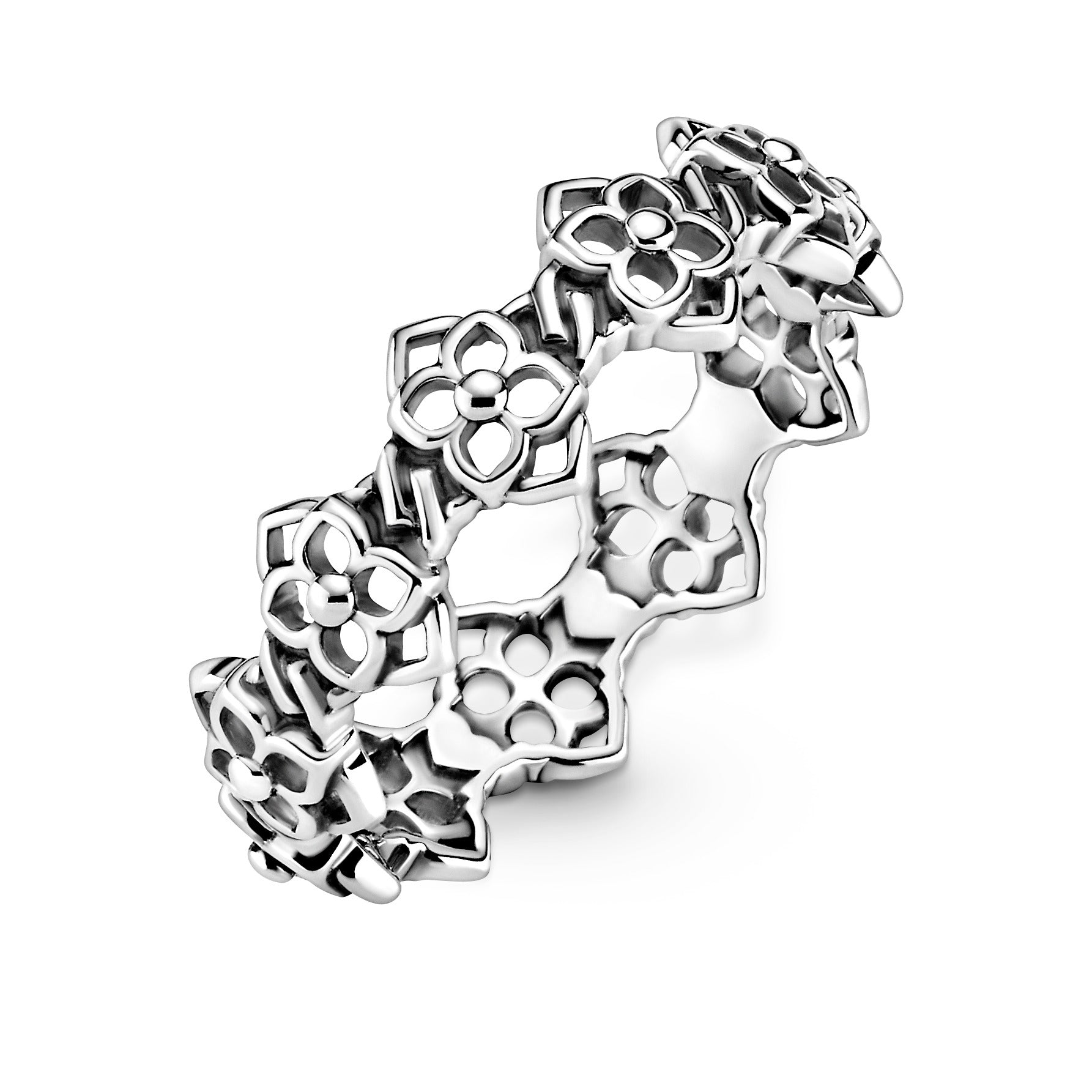 PANDORA Rose Petals Band Ring Sterling Silver Floral Rings Statement Ring Jewelry Gift