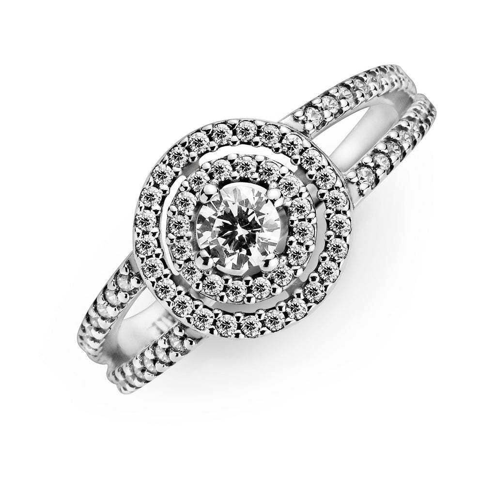 PANDORA Sparkling Double Halo Ring Cubic Zirconia Weddings Rings Statement Ring Jewelry Gift