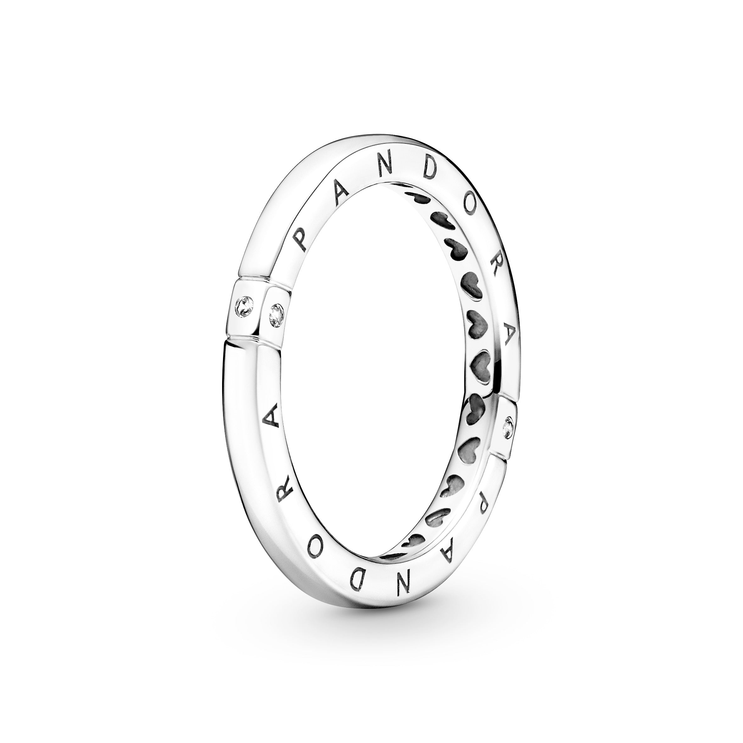 PANDORA Logo And Hearts Ring Cubic Zirconia Rings Statement Ring Jewelry Gift