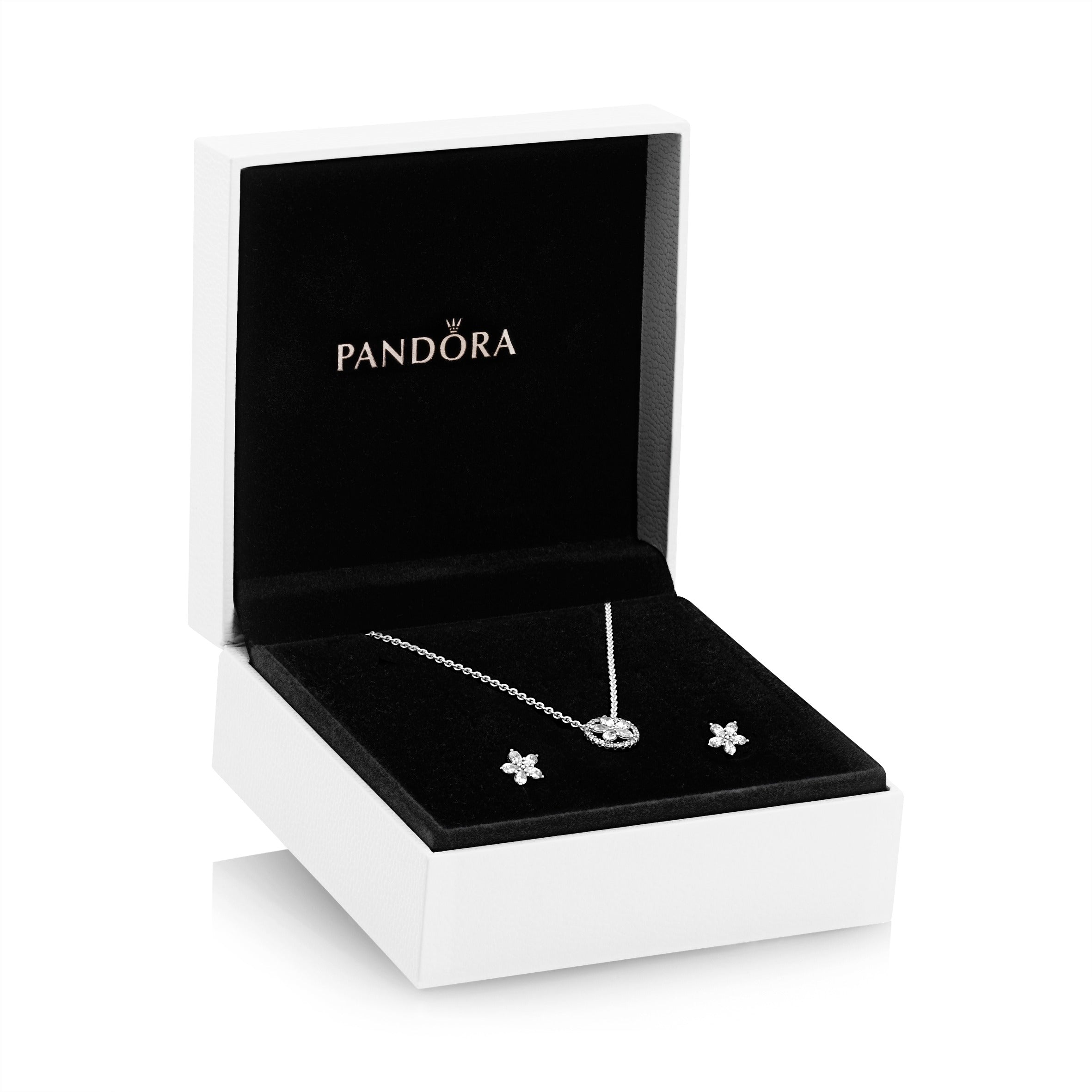 PANDORA Sparkling Snowflake Necklace And Earring Gift Set Cubic Zirconia Silver Giftsets Statement Ring Jewelry Gift