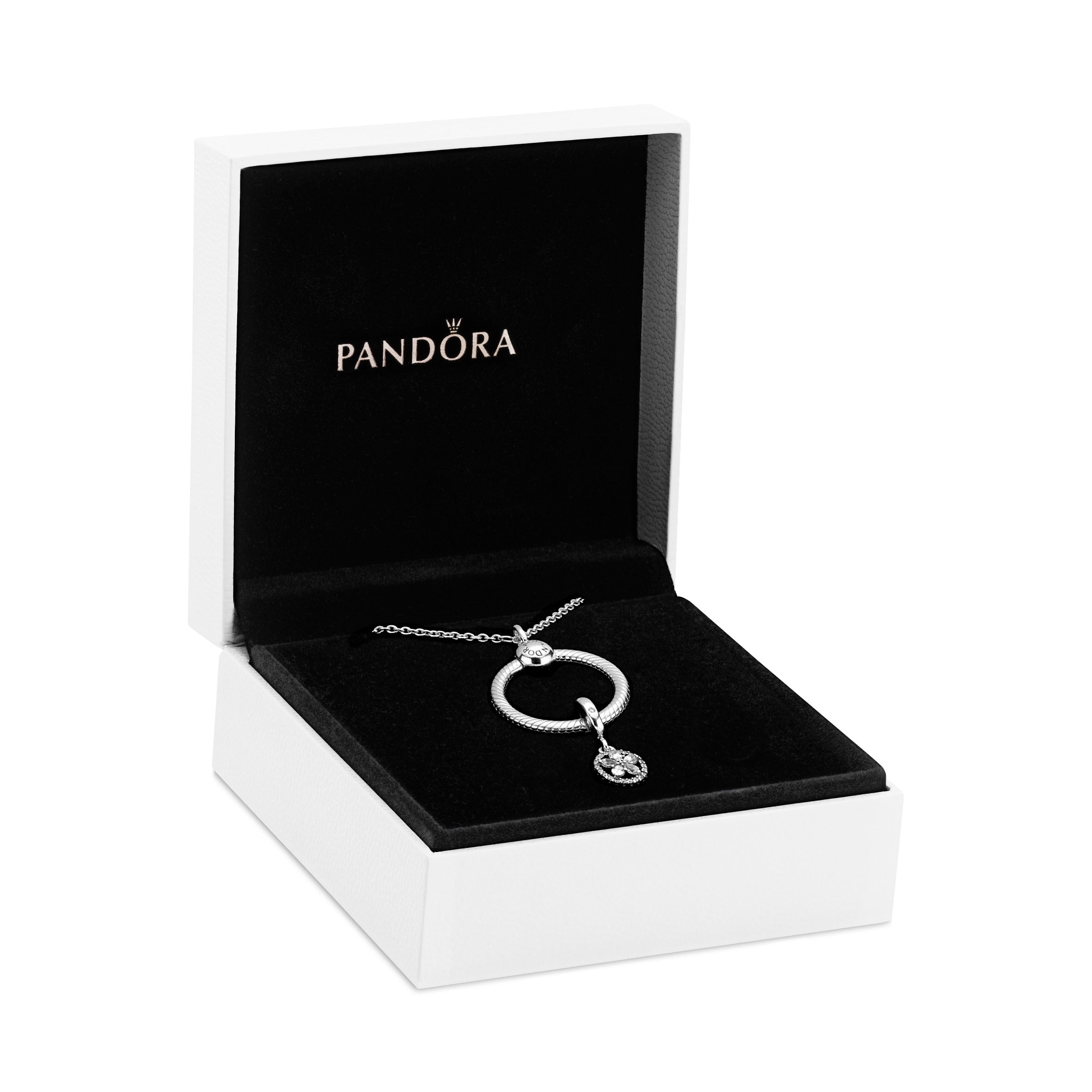 PANDORA Sparkling Snowflake With Pendant O Necklace Gift Set Cubic Zirconia Silver Giftsets Pendant Necklace Jewelry Gift
