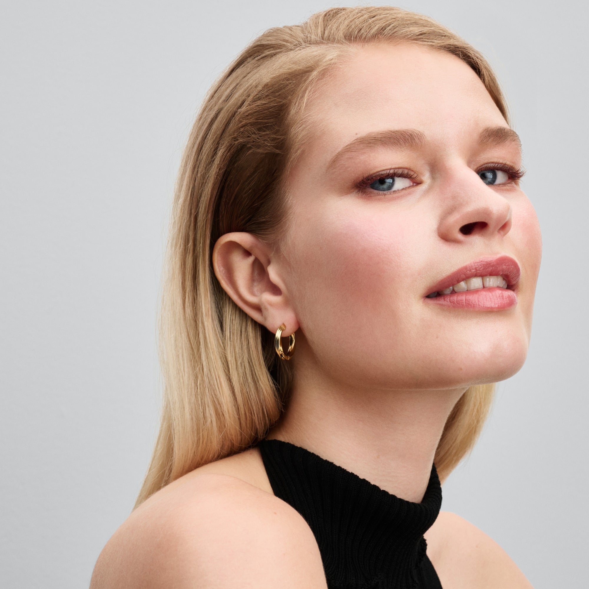 PANDORA Twisted Hoop Earrings 14K Gold Plated Unique Metal Blend Summer Statement Ring Jewelry Gift