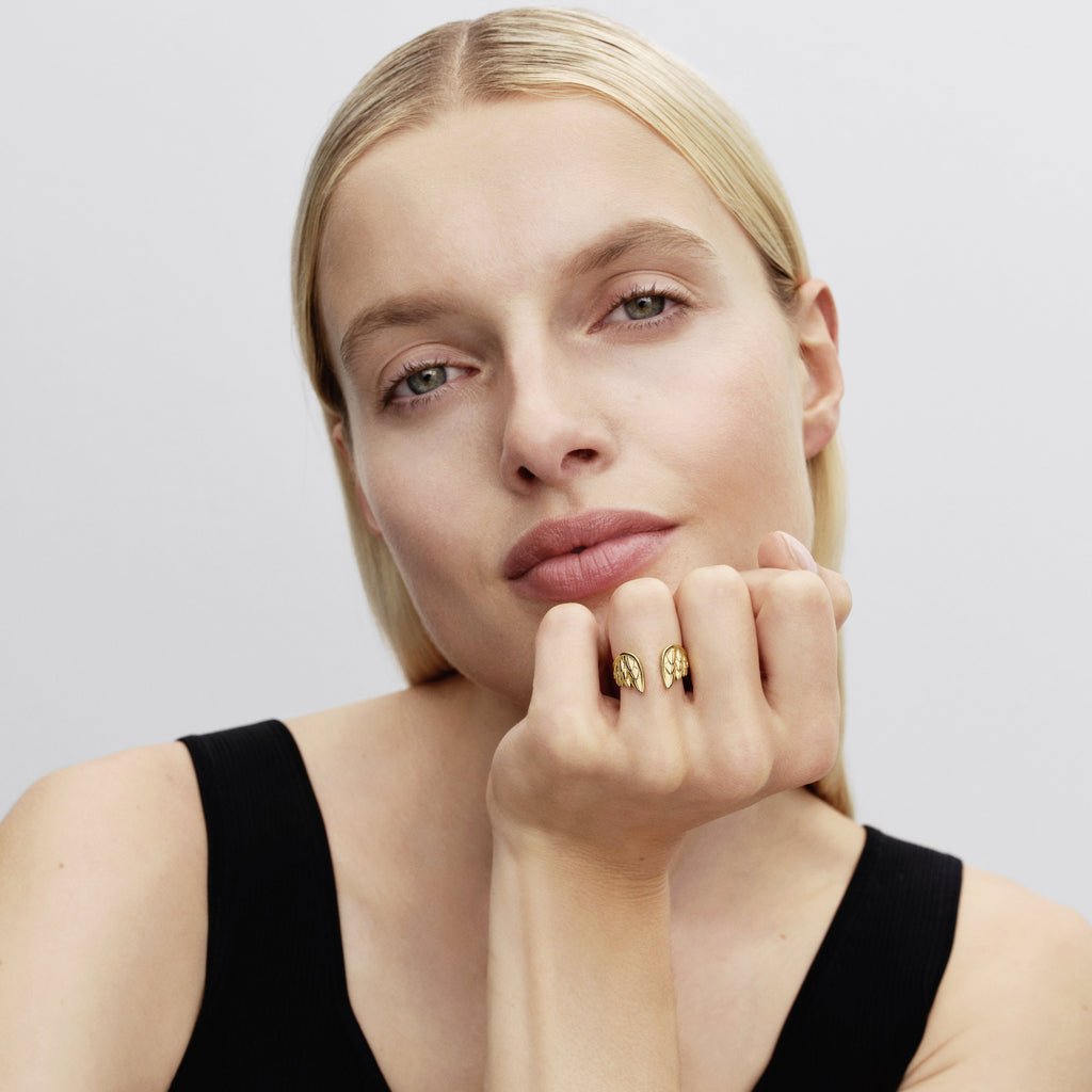 PANDORA Marvel Thor Wings Open Ring 14K Gold Plated Unique Metal Blend Marvel X PANDORA Rings Statement Ring Jewelry Gift