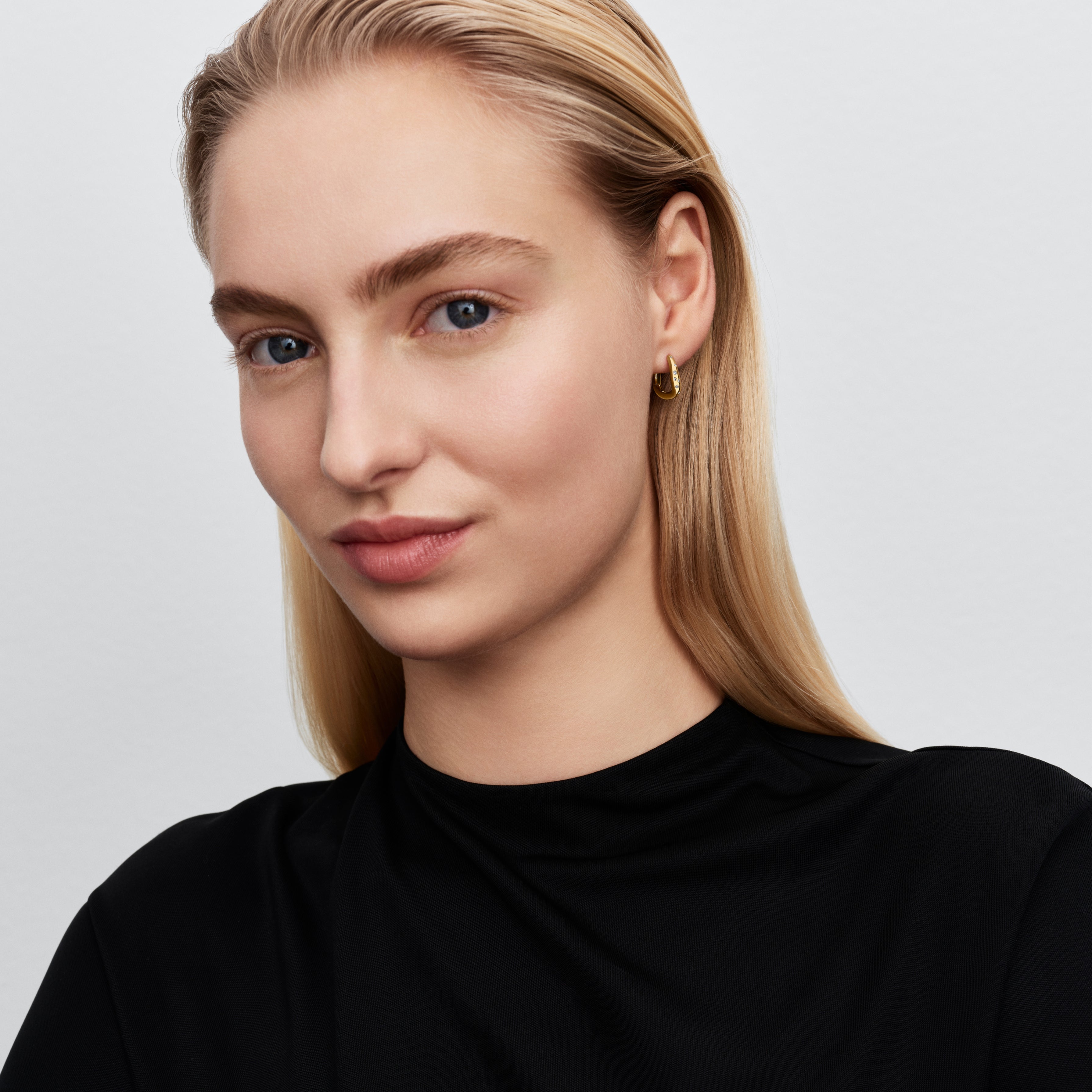 PANDORA Organically Shaped Stone-Set Hoop Earrings 14K Gold Plated Unique Metal Blend Summer Statement Ring Jewelry Gift