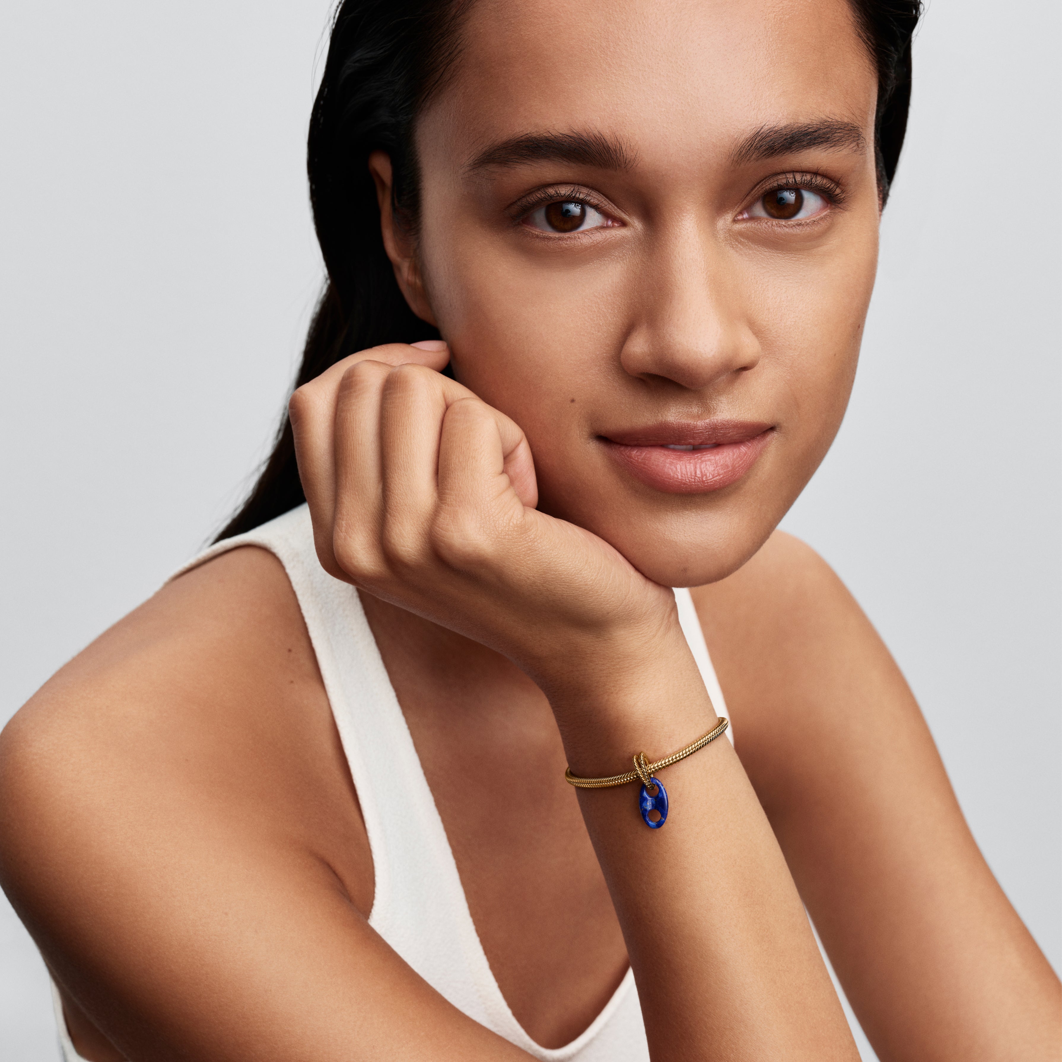PANDORA Mariner Link Dangle Charm 14K Gold Plated Unique Metal Blend Blue Summer Charms Bracelet Charm Jewelry Gift