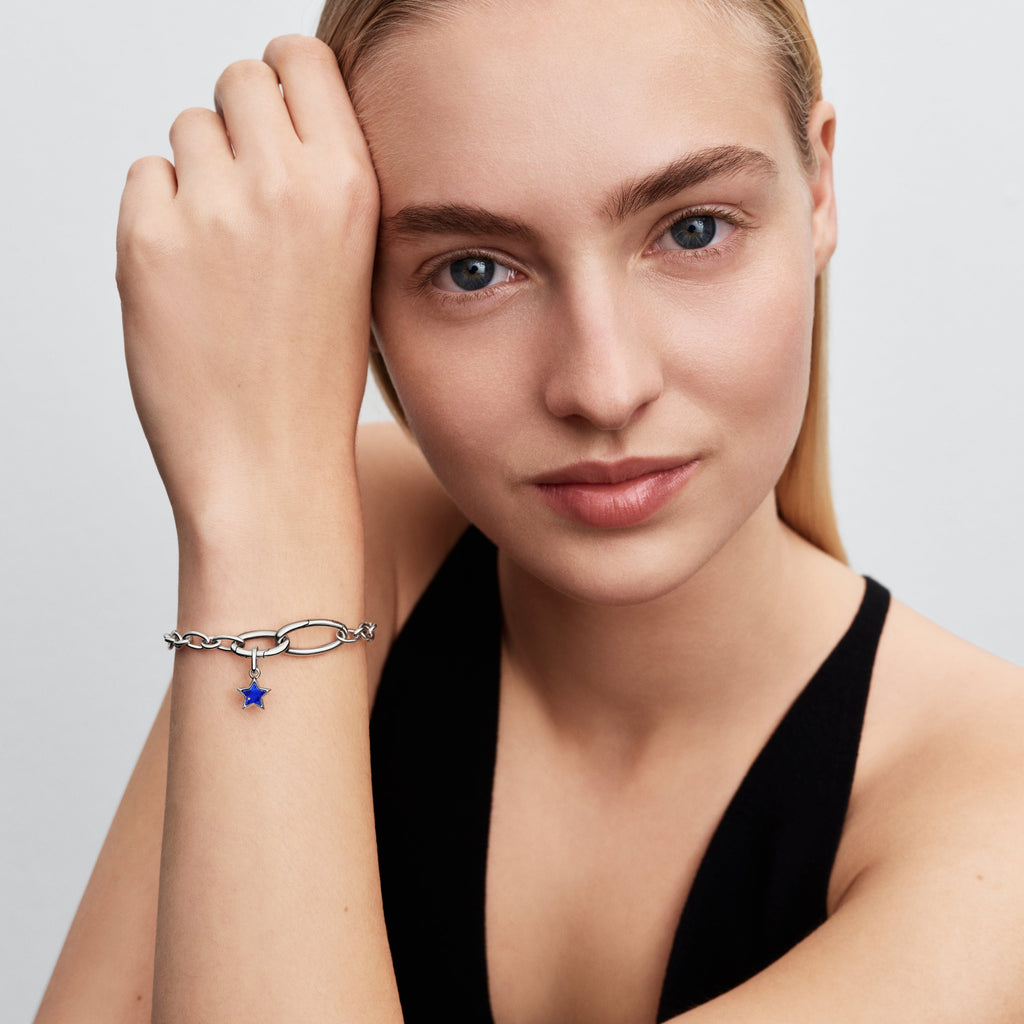 PANDORA Blue Star Mini Dangle Charm Imitation Lapis Lazuli Stars Charms Bracelet Charm Jewelry Gift