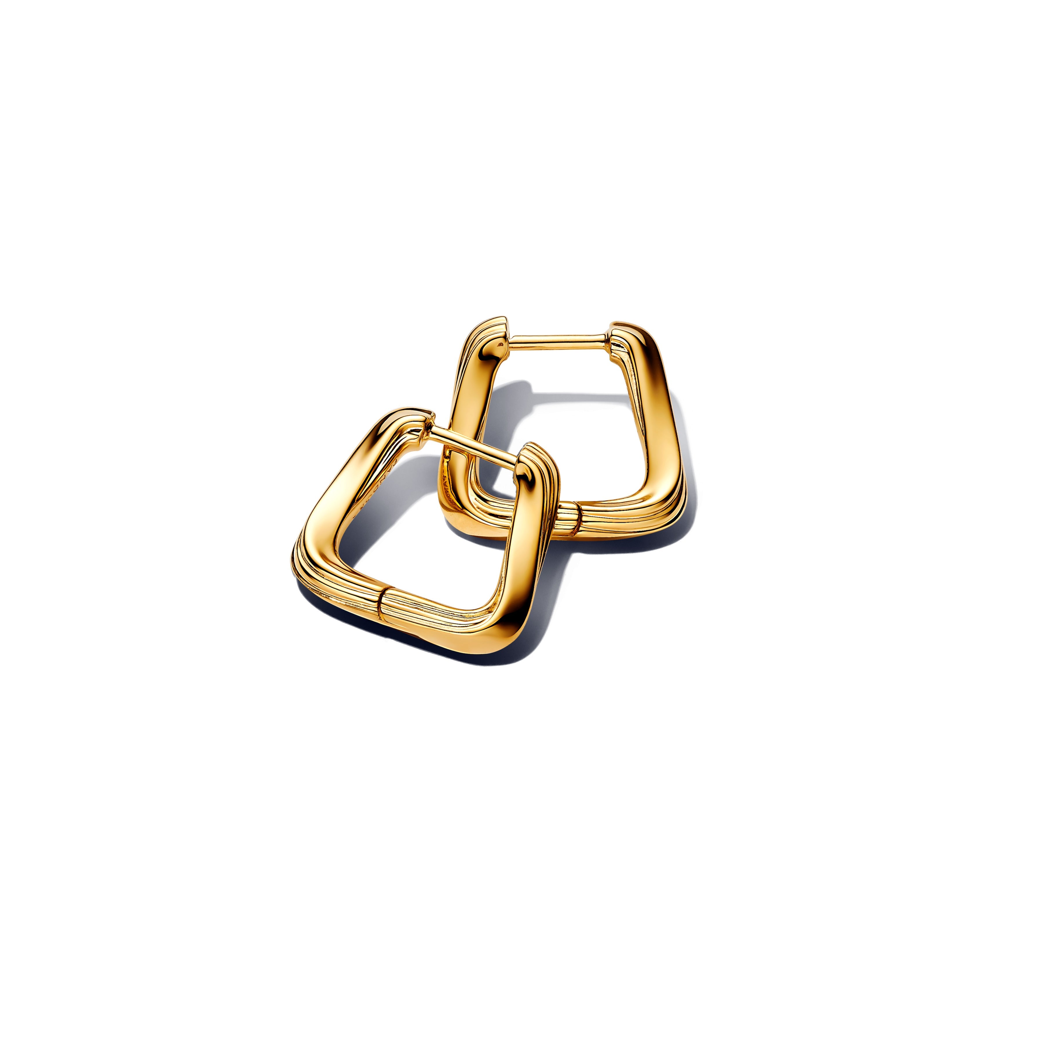 PANDORA Twisted Triangle Small Hoop Earrings 14K Gold Plated Unique Metal Blend Summer Statement Ring Jewelry Gift