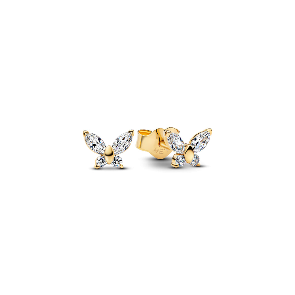PANDORA Butterfly Stud Earrings 14K Gold Plated Unique Metal Blend Animals Statement Ring Jewelry Gift