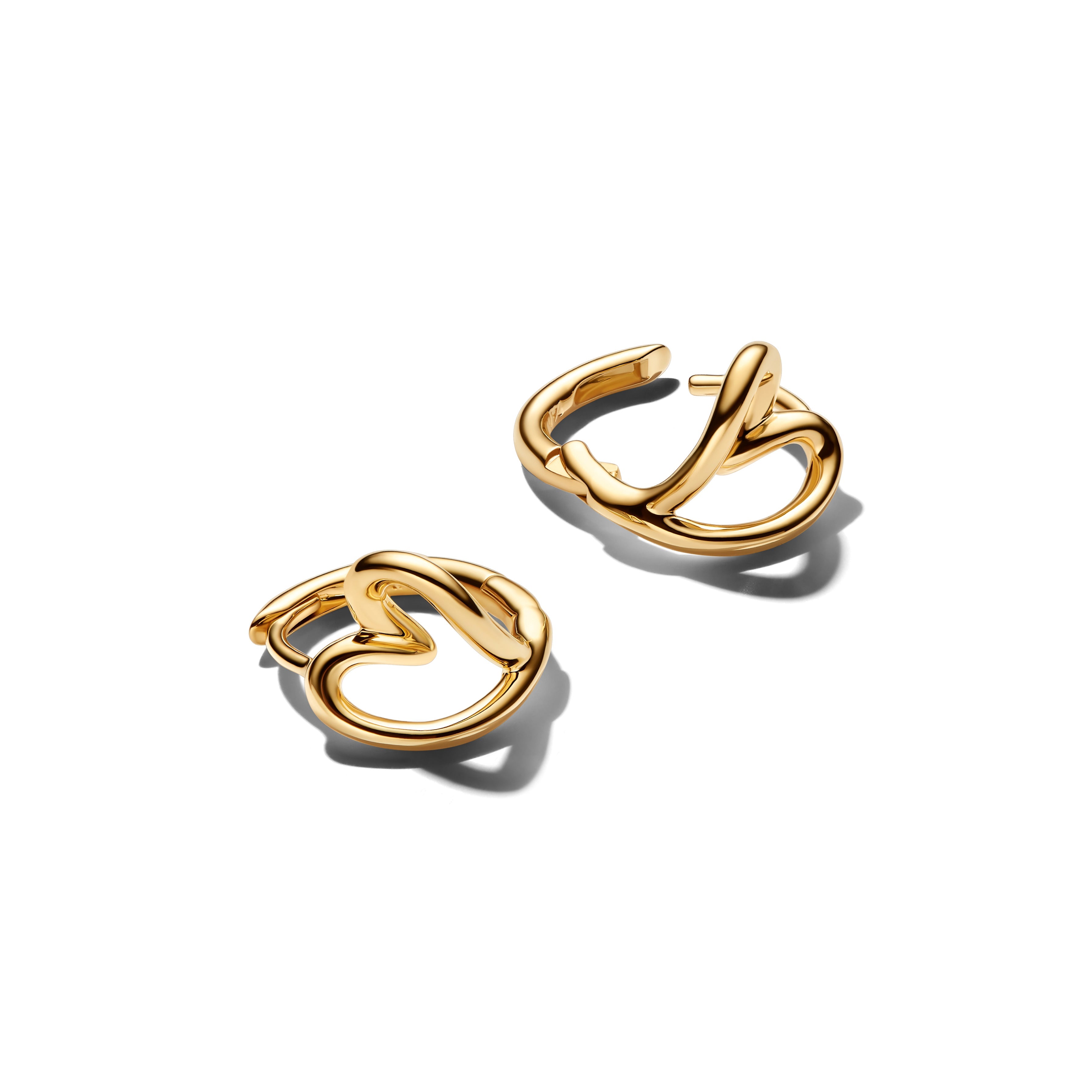 PANDORA Organically Shaped Heart Small Hoop Earrings 14K Gold Plated Unique Metal Blend Statement Ring Jewelry Gift