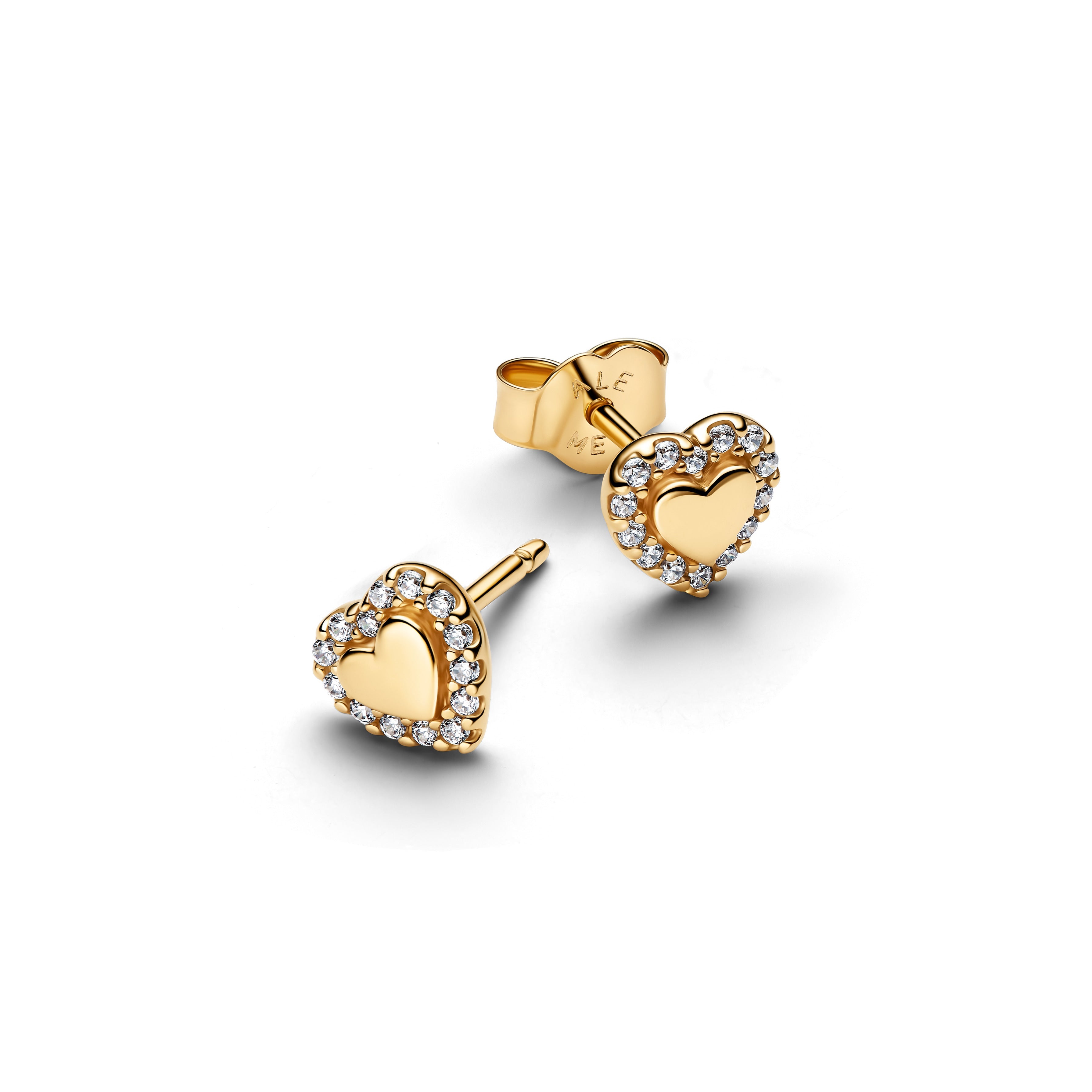 PANDORA Heart Halo Stud Earrings 14K Gold Plated Unique Metal Blend Statement Ring Jewelry Gift