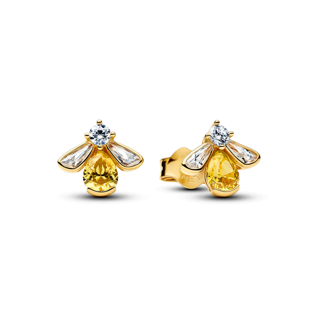 PANDORA Honey Bee Stud Earrings 14K Gold Plated Unique Metal Blend Statement Ring Jewelry Gift