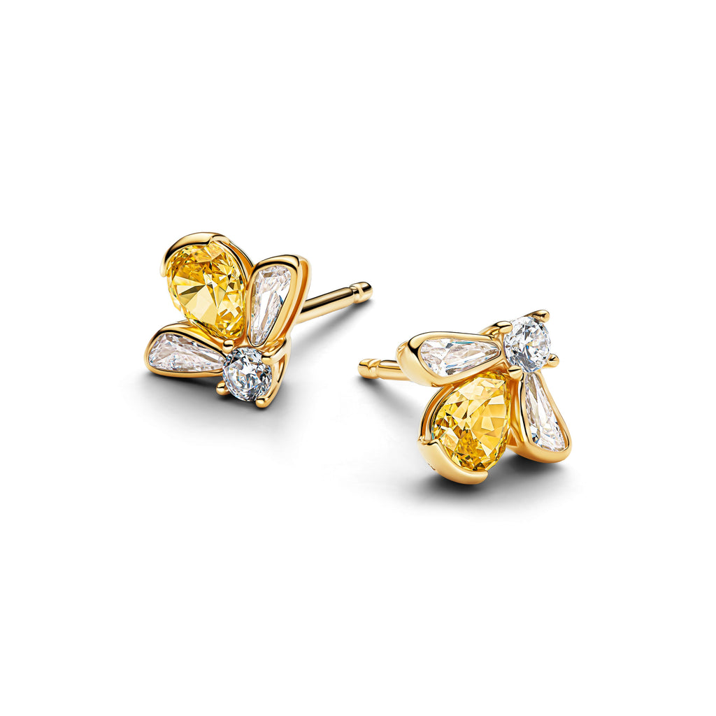 PANDORA Honey Bee Stud Earrings 14K Gold Plated Unique Metal Blend Statement Ring Jewelry Gift