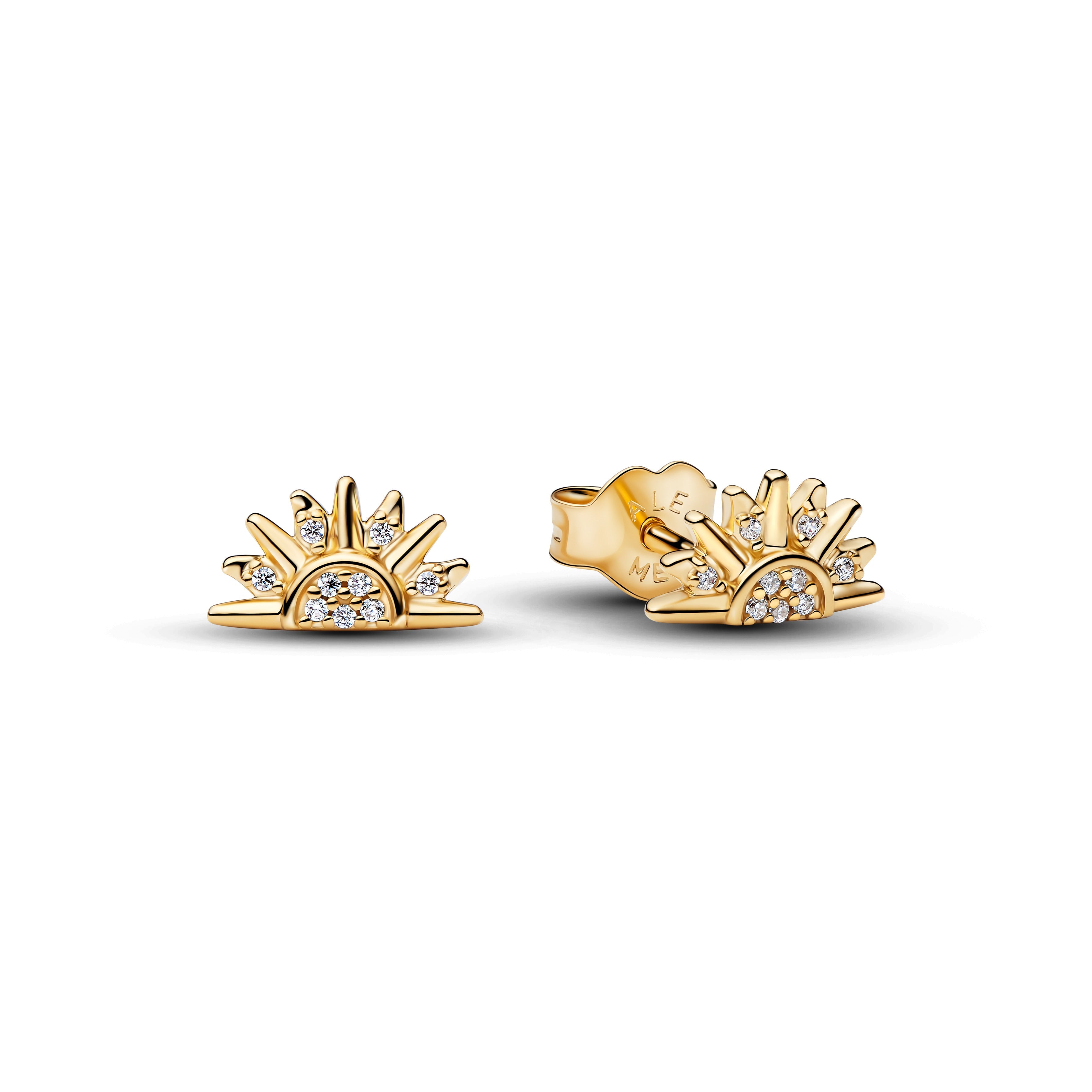PANDORA Celestial Sparkling Sun Stud Earrings 14K Gold Plated Unique Metal Blend Summer Statement Ring Jewelry Gift