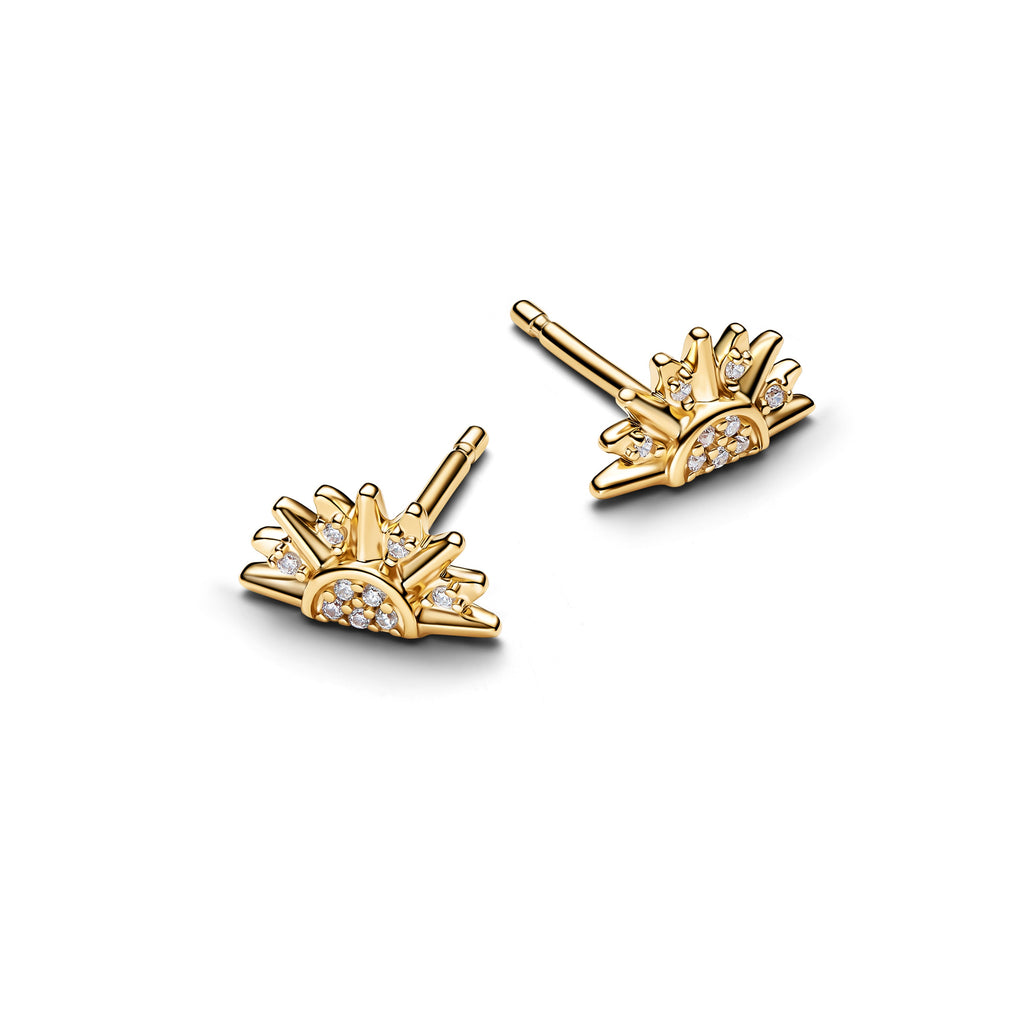 PANDORA Celestial Sparkling Sun Stud Earrings 14K Gold Plated Unique Metal Blend Summer Statement Ring Jewelry Gift