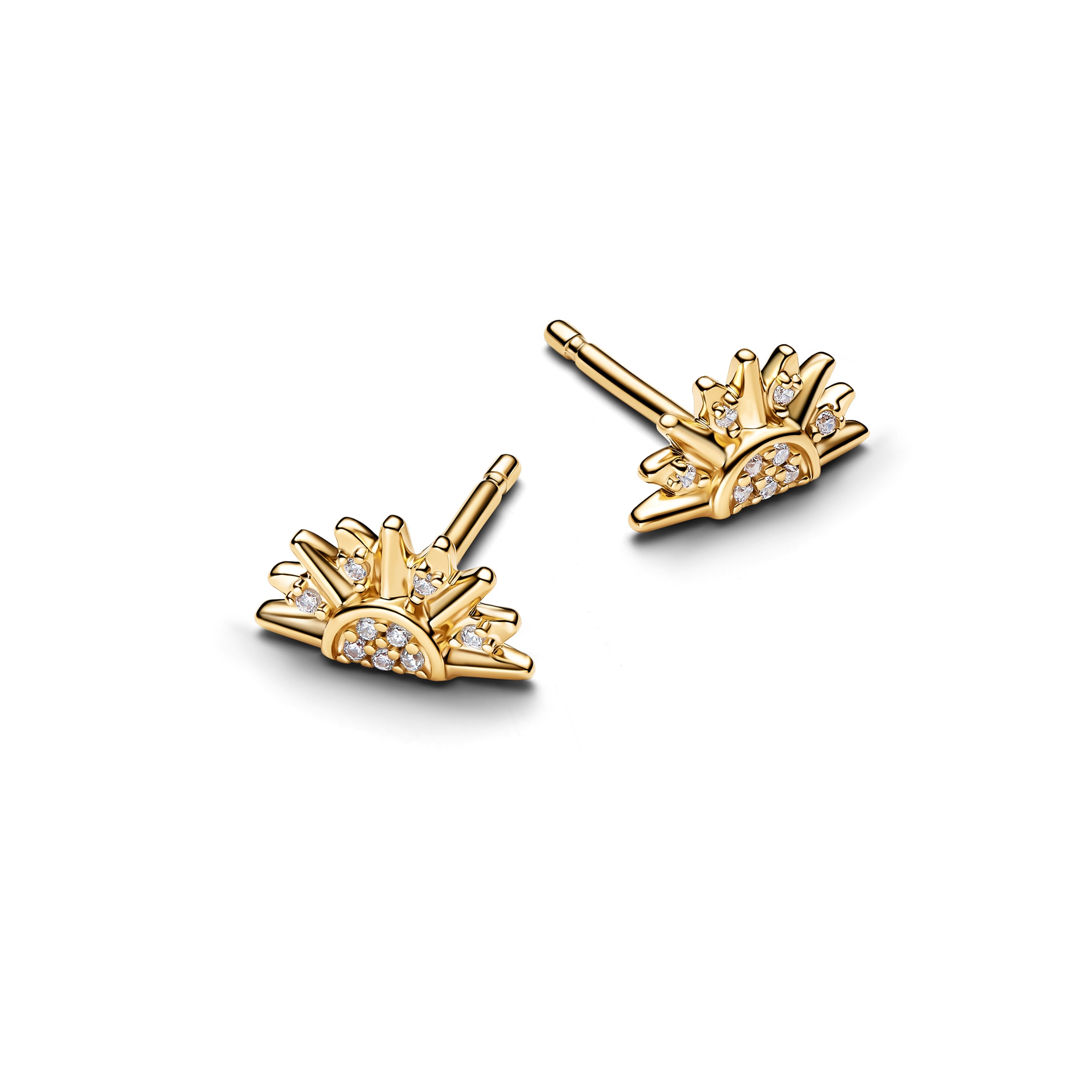 PANDORA Celestial Sparkling Sun Stud Earrings 14K Gold Plated Unique Metal Blend Summer Statement Ring Jewelry Gift