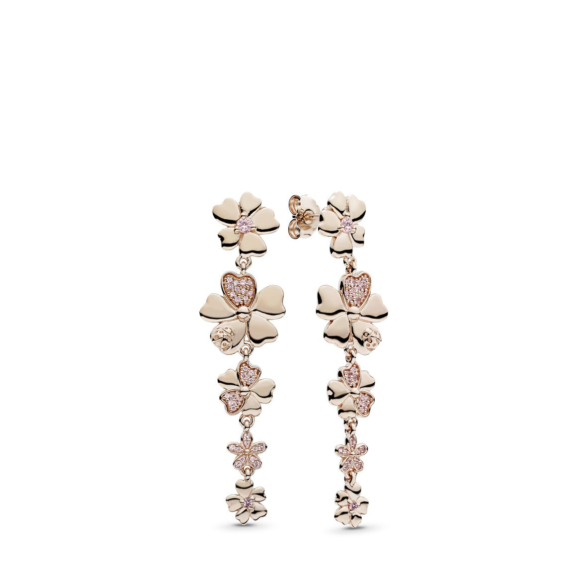 PANDORA Wildflower Meadow Drop Earrings 14K Rose Gold Plated Unique Metal Blend Statement Ring Jewelry Gift