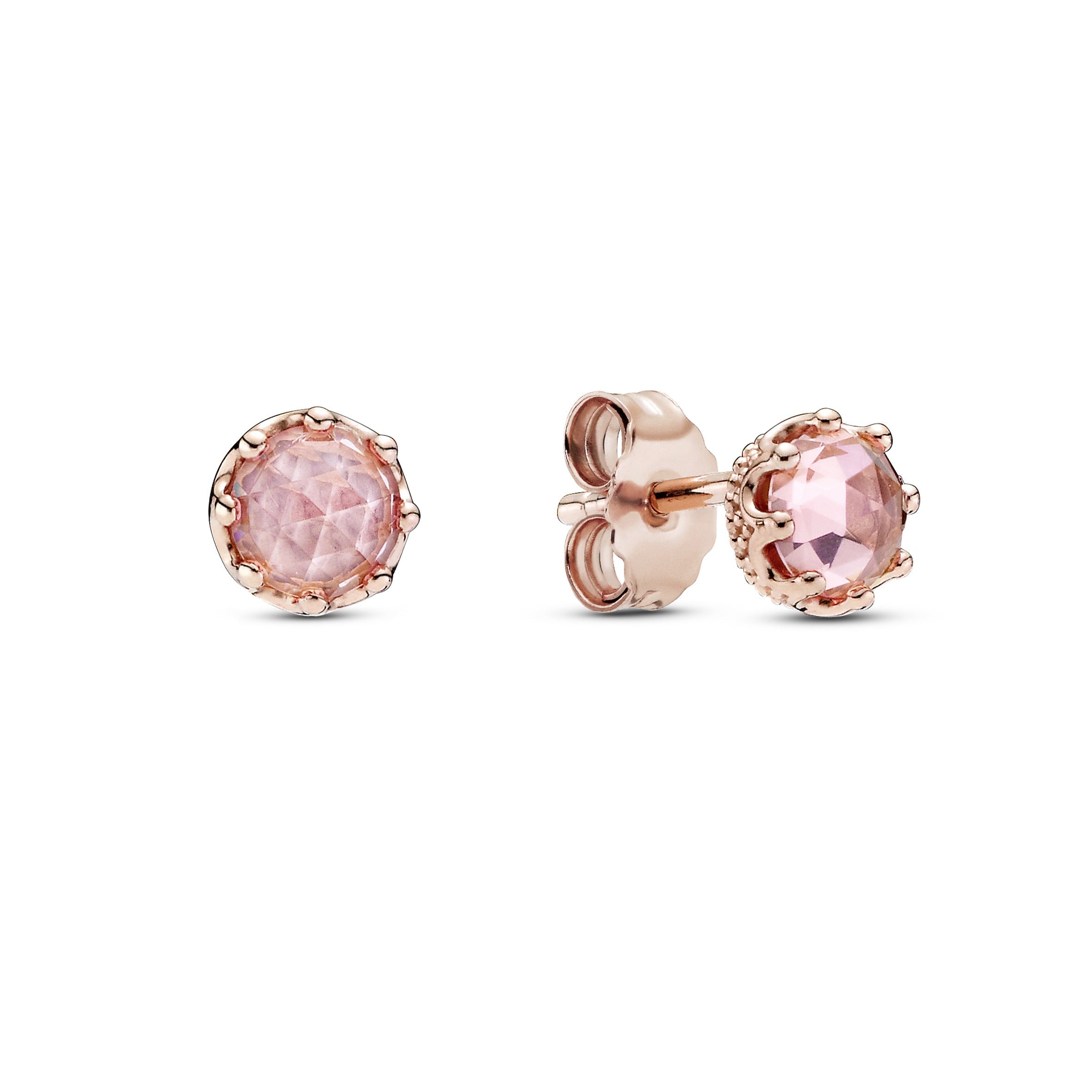 PANDORA Pink Sparkling Crown Stud Earrings 14K Rose Gold Plated Unique Metal Blend Statement Ring Jewelry Gift
