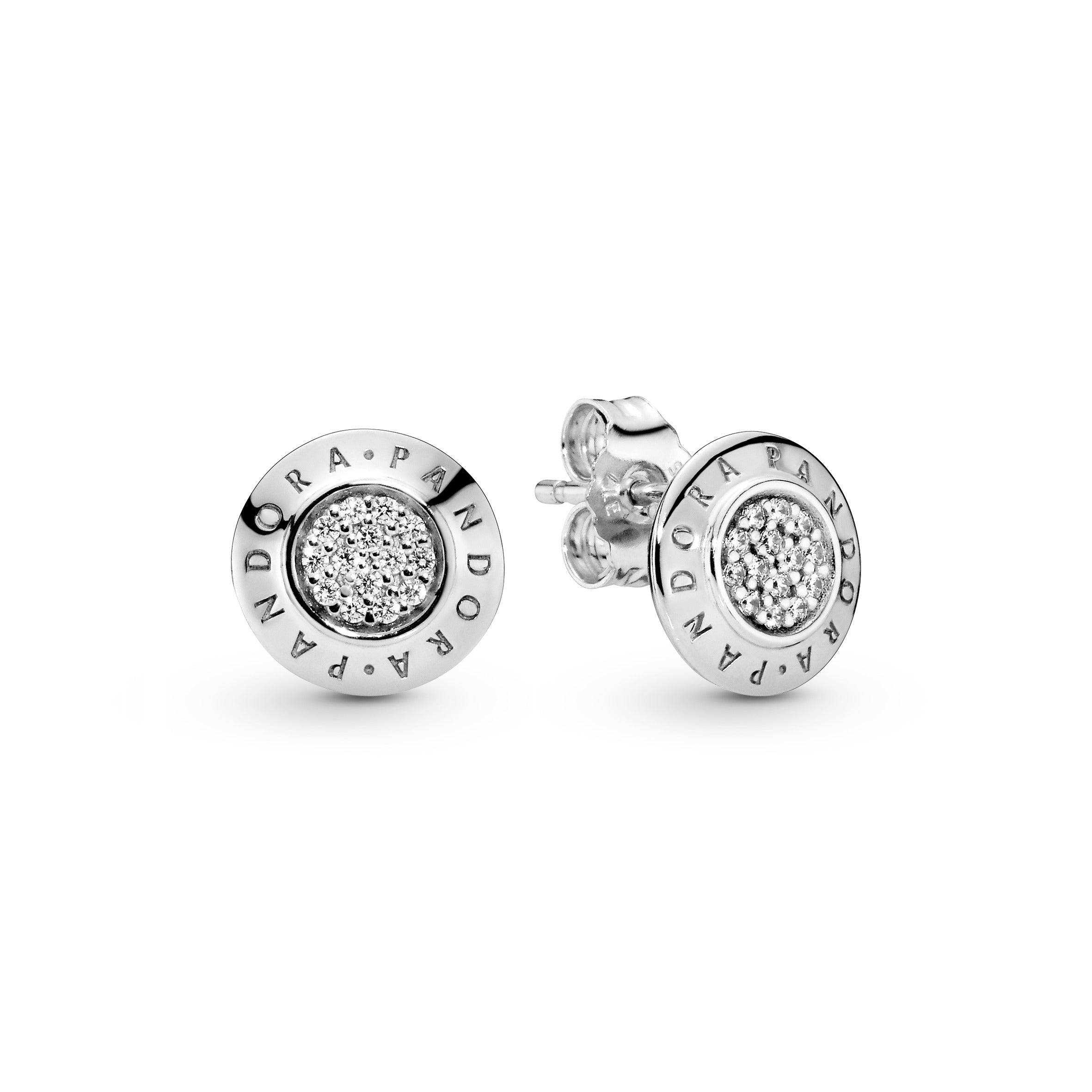 PANDORA Stud Earrings Cubic Zirconia Silver Statement Ring Jewelry Gift