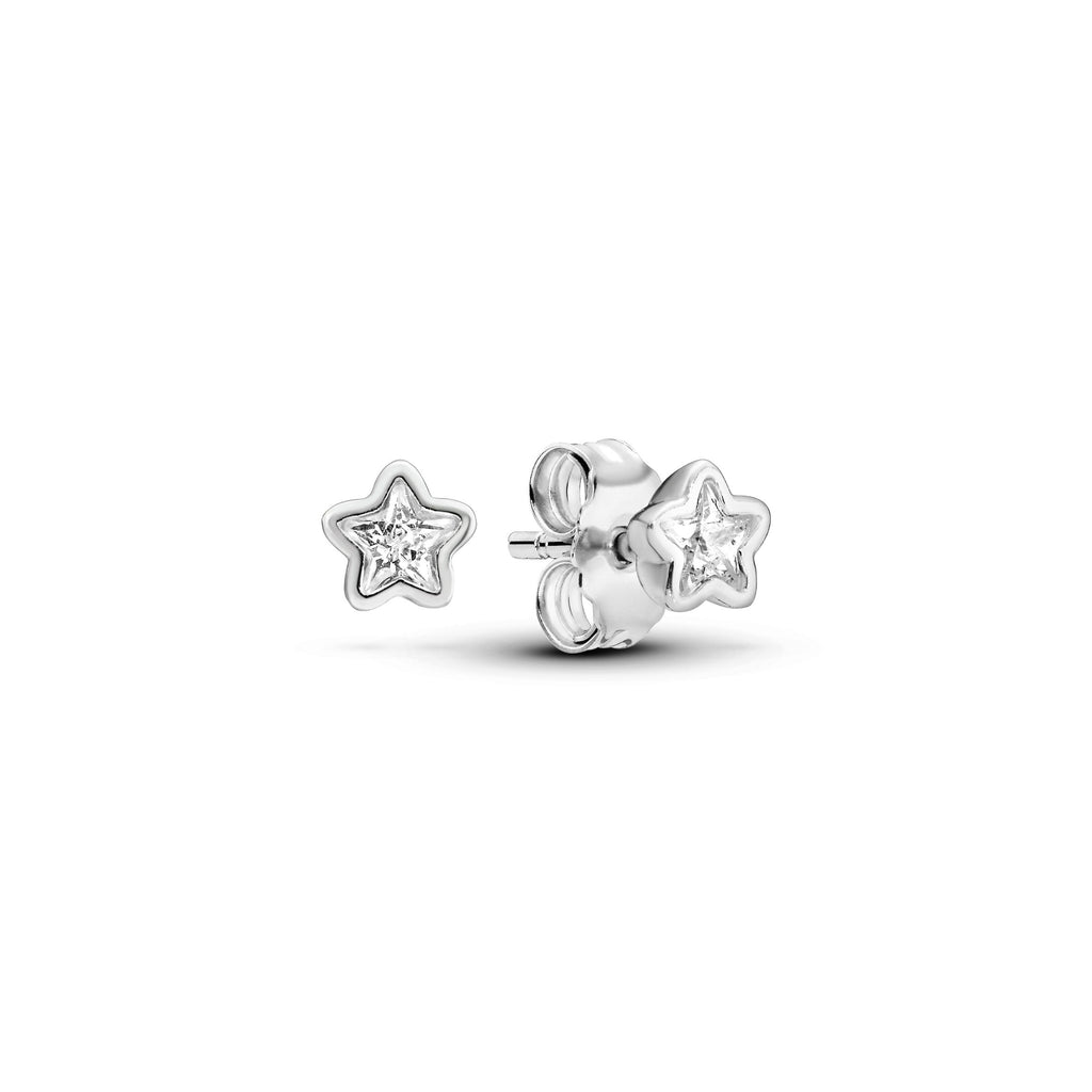 PANDORA Sparkling Star Stud Earrings Cubic Zirconia Silver Statement Ring Jewelry Gift