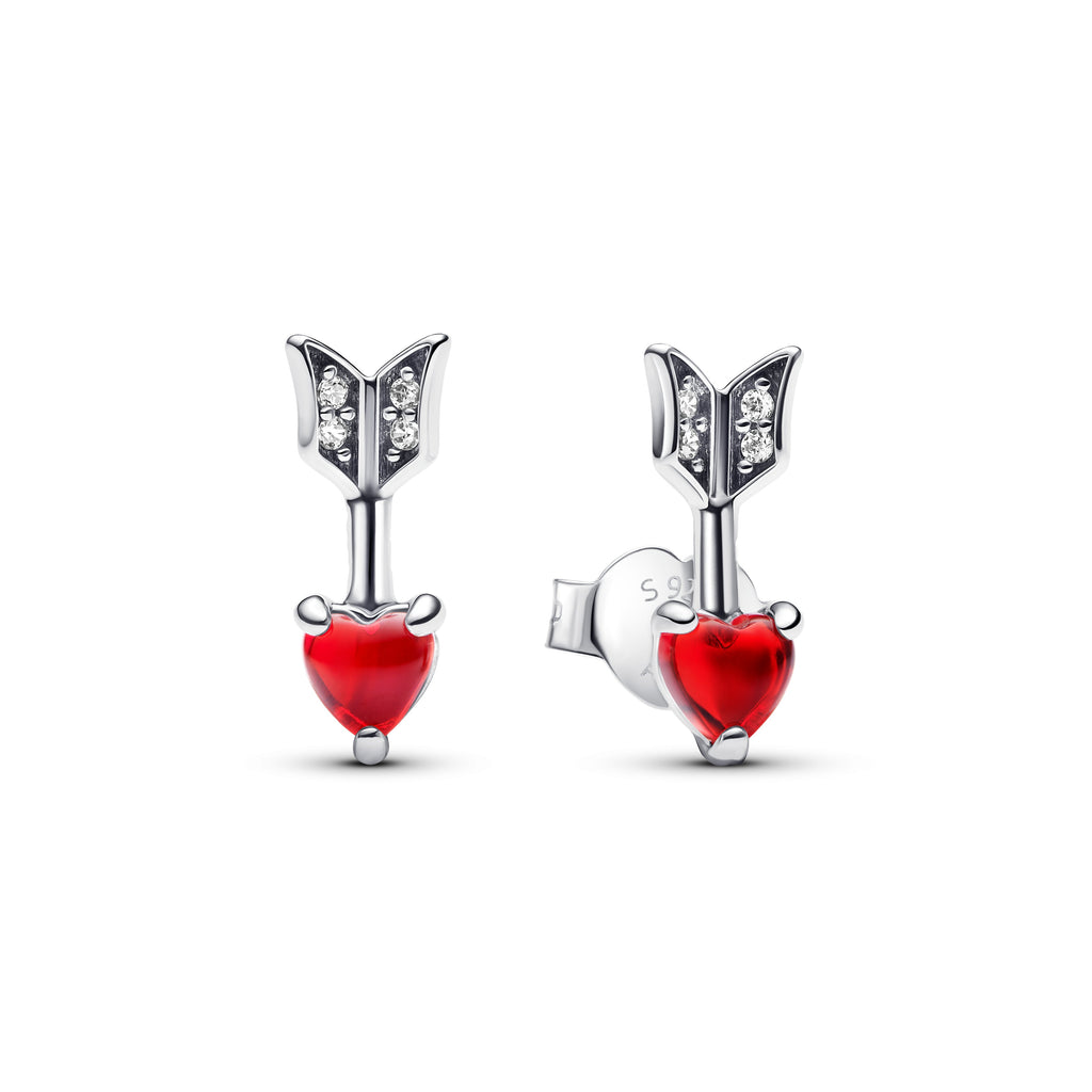 PANDORA Arrow And Murano Glass Heart Stud Earrings Red Arrows Statement Ring Jewelry Gift