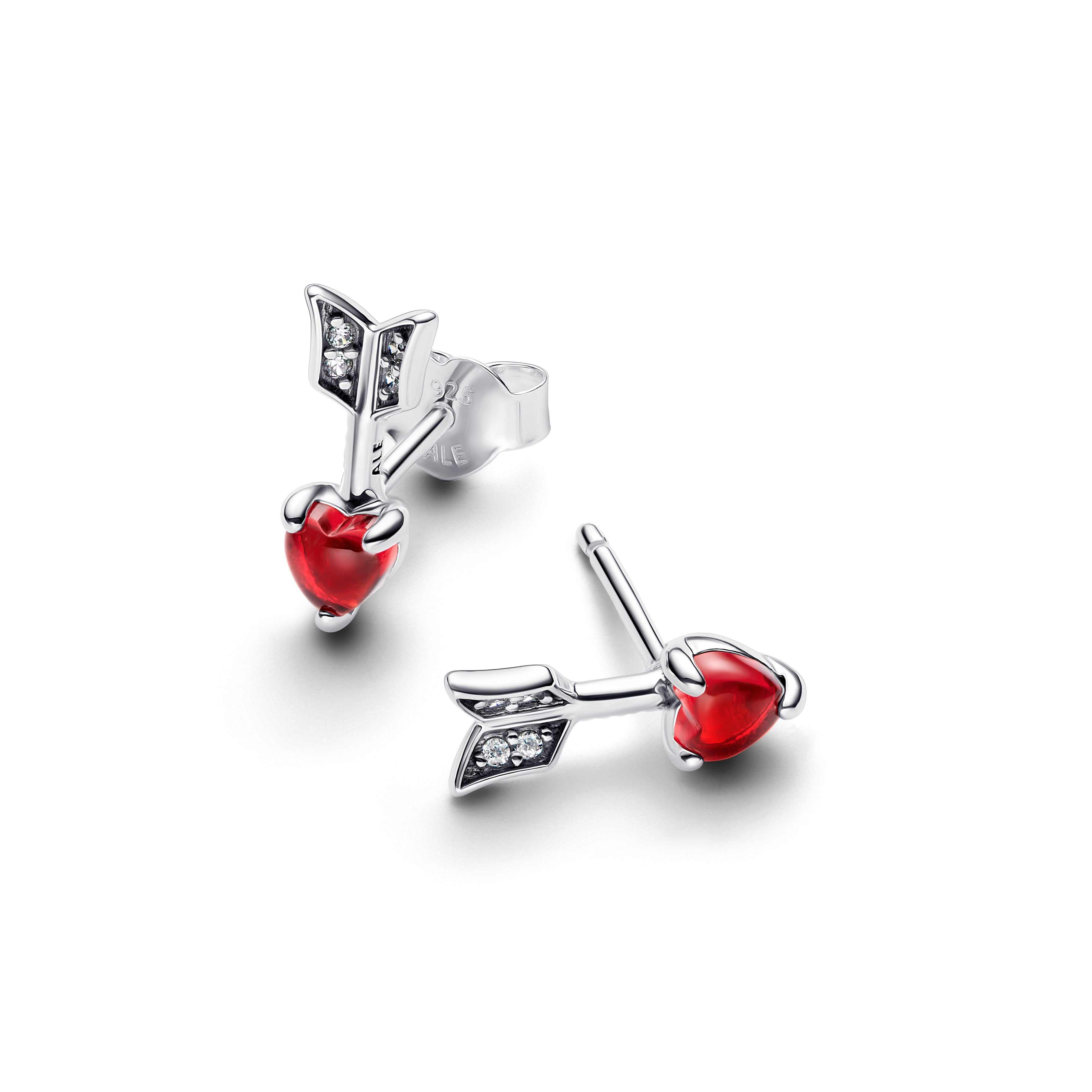 PANDORA Arrow And Murano Glass Heart Stud Earrings Red Arrows Statement Ring Jewelry Gift