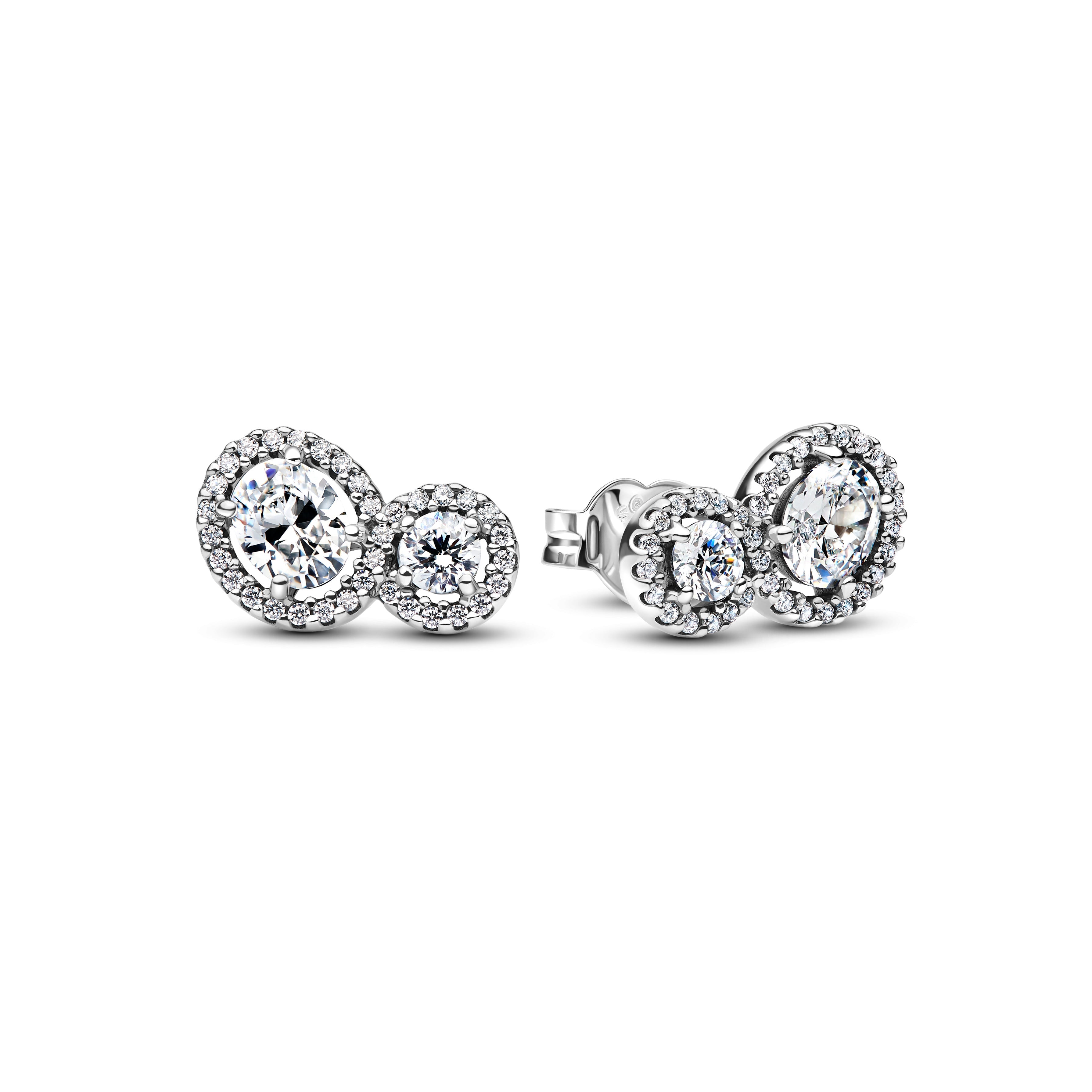 PANDORA Embracing Halo Stud Earrings Cubic Zirconia Weddings Statement Ring Jewelry Gift