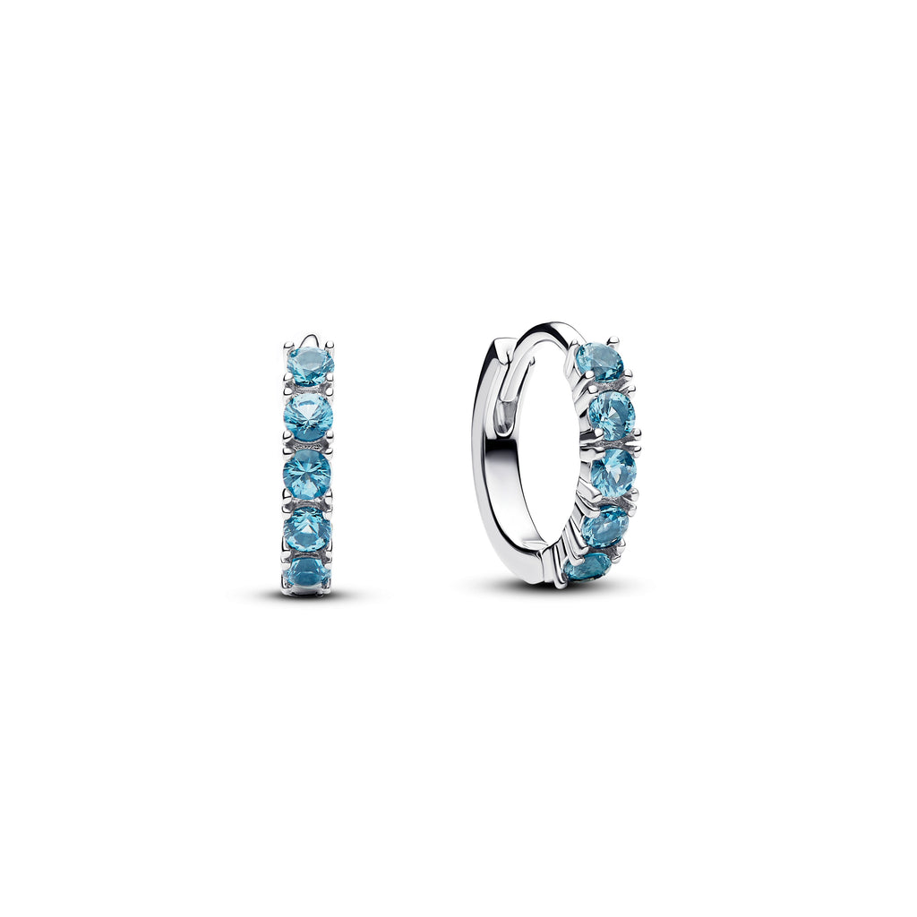 PANDORA Light Blue Huggie Earrings Man Made Crystal Colour And Sparkle Statement Ring Jewelry Gift