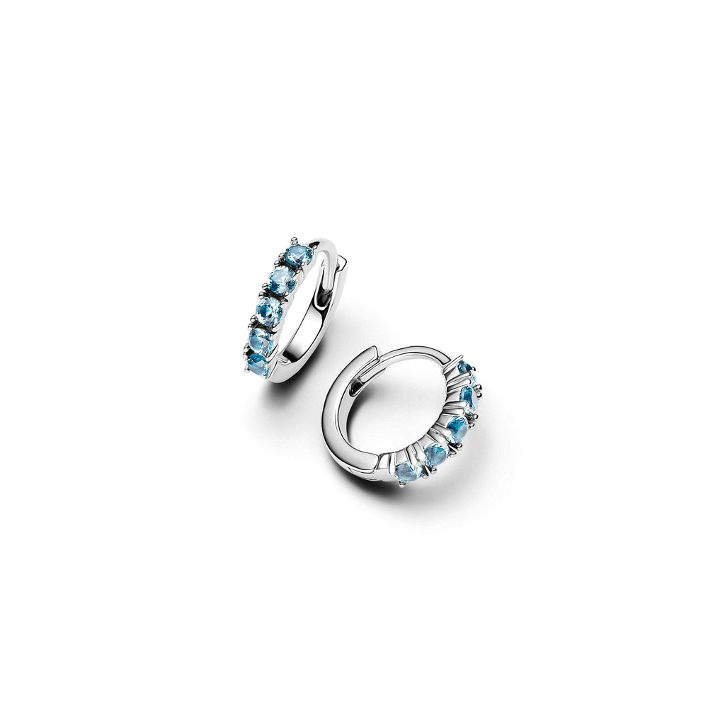 PANDORA Light Blue Huggie Earrings Man Made Crystal Colour And Sparkle Statement Ring Jewelry Gift