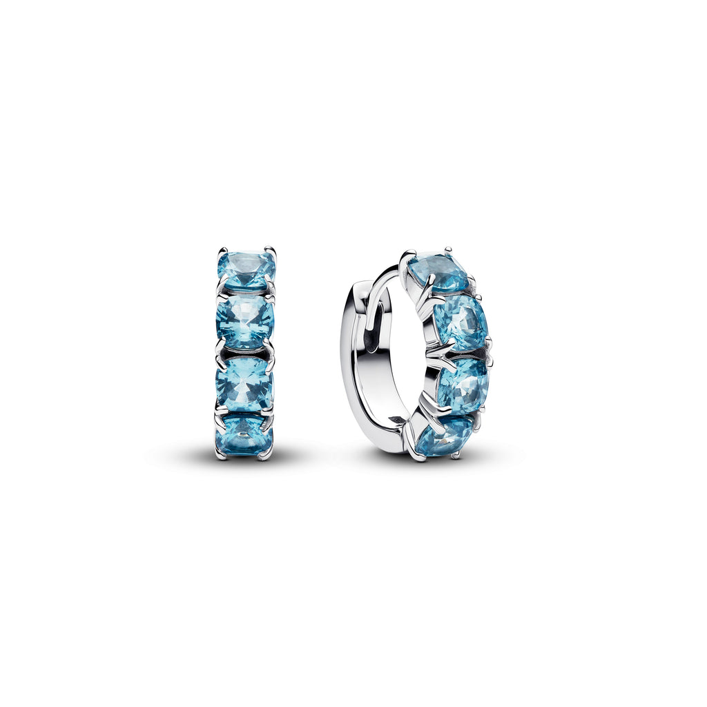 PANDORA Light Blue Hoop Earrings Man Made Crystal Colour And Sparkle Statement Ring Jewelry Gift