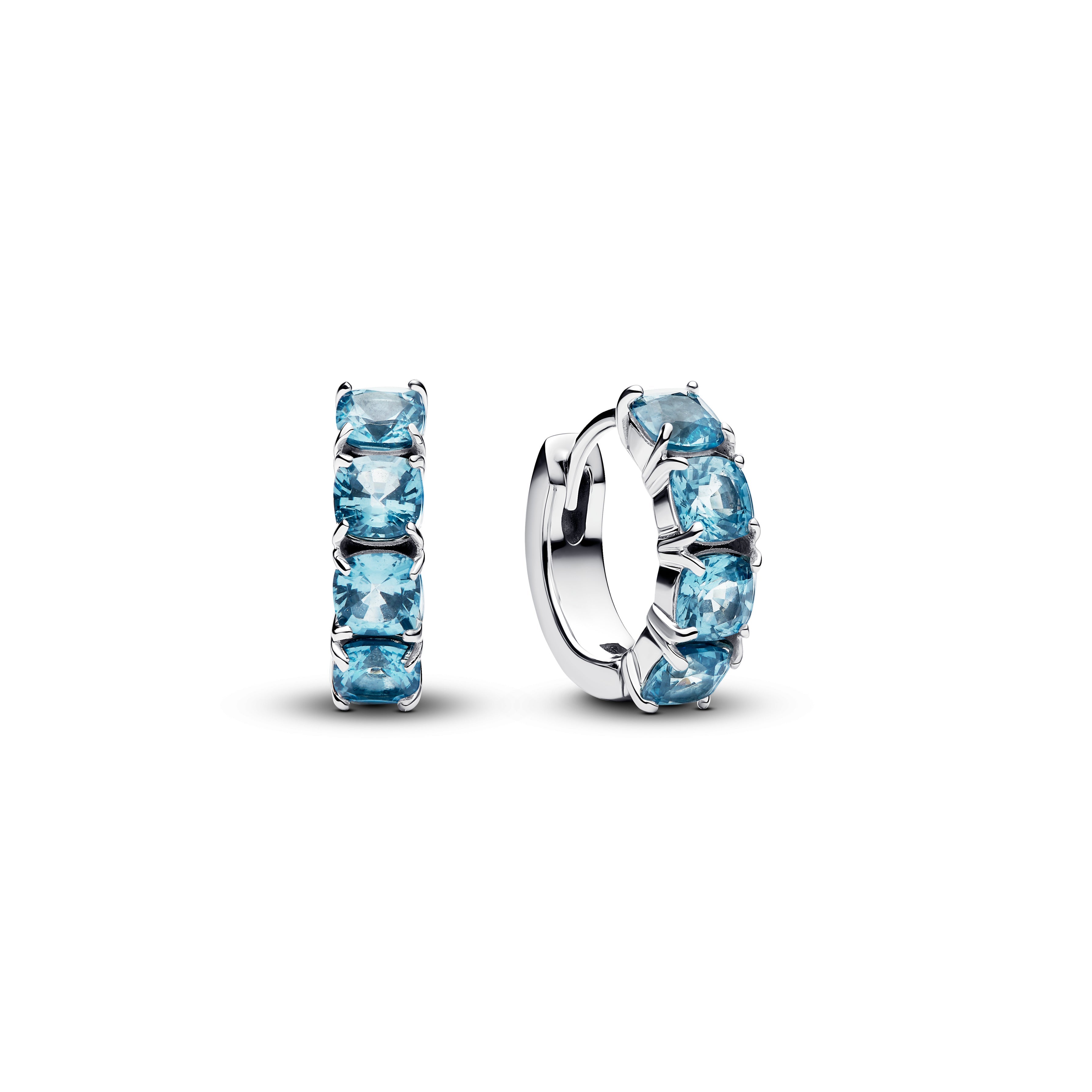 PANDORA Light Blue Hoop Earrings Man Made Crystal Colour And Sparkle Statement Ring Jewelry Gift