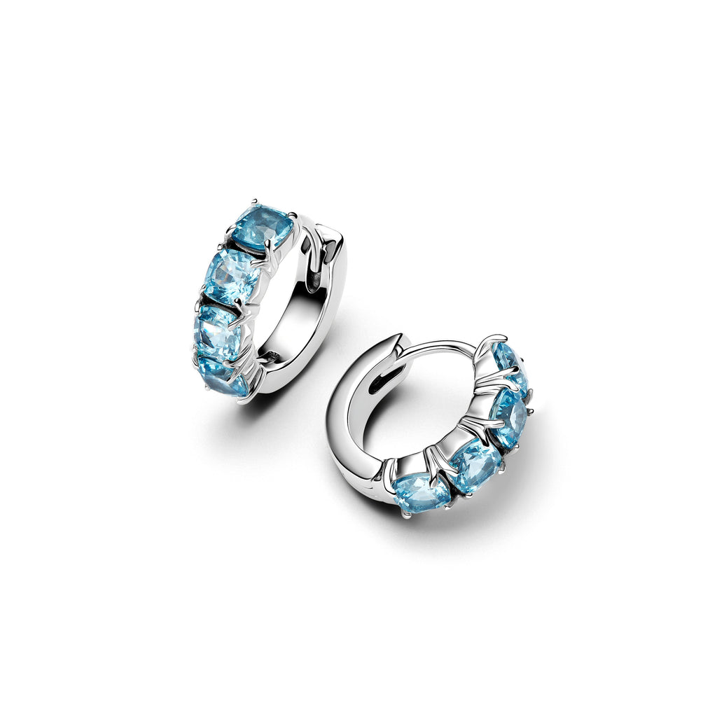 PANDORA Light Blue Hoop Earrings Man Made Crystal Colour And Sparkle Statement Ring Jewelry Gift