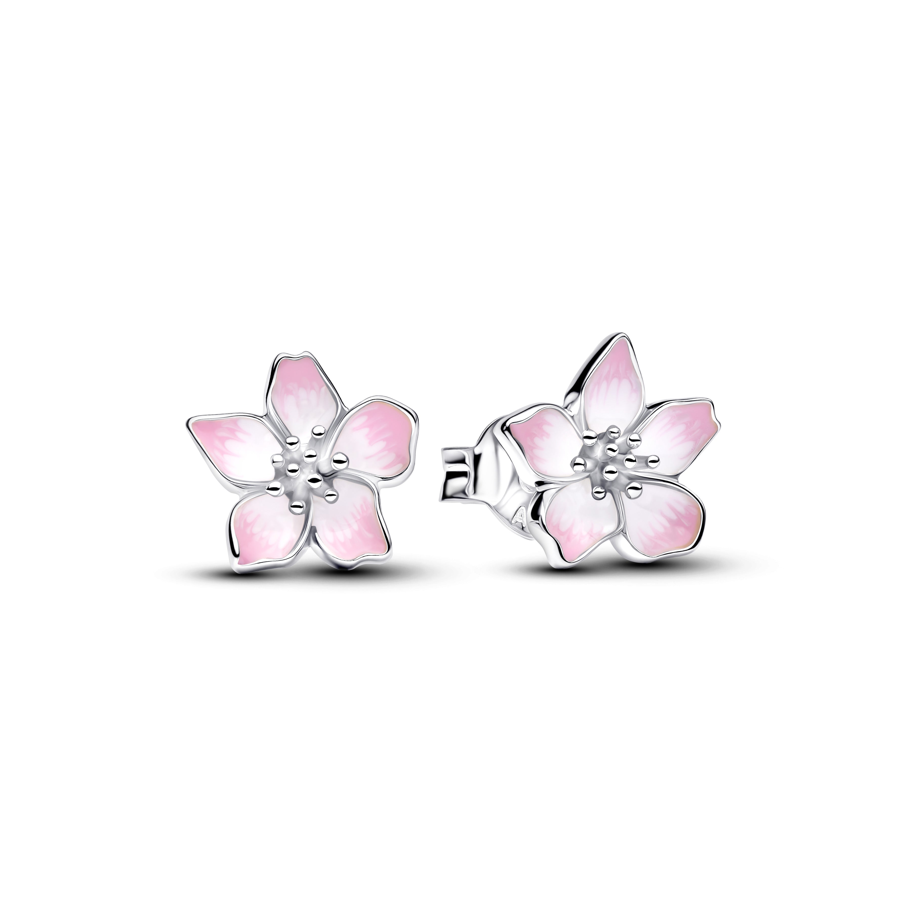PANDORA Cherry Blossom Stud Earrings Enamel Flowers Statement Ring Jewelry Gift