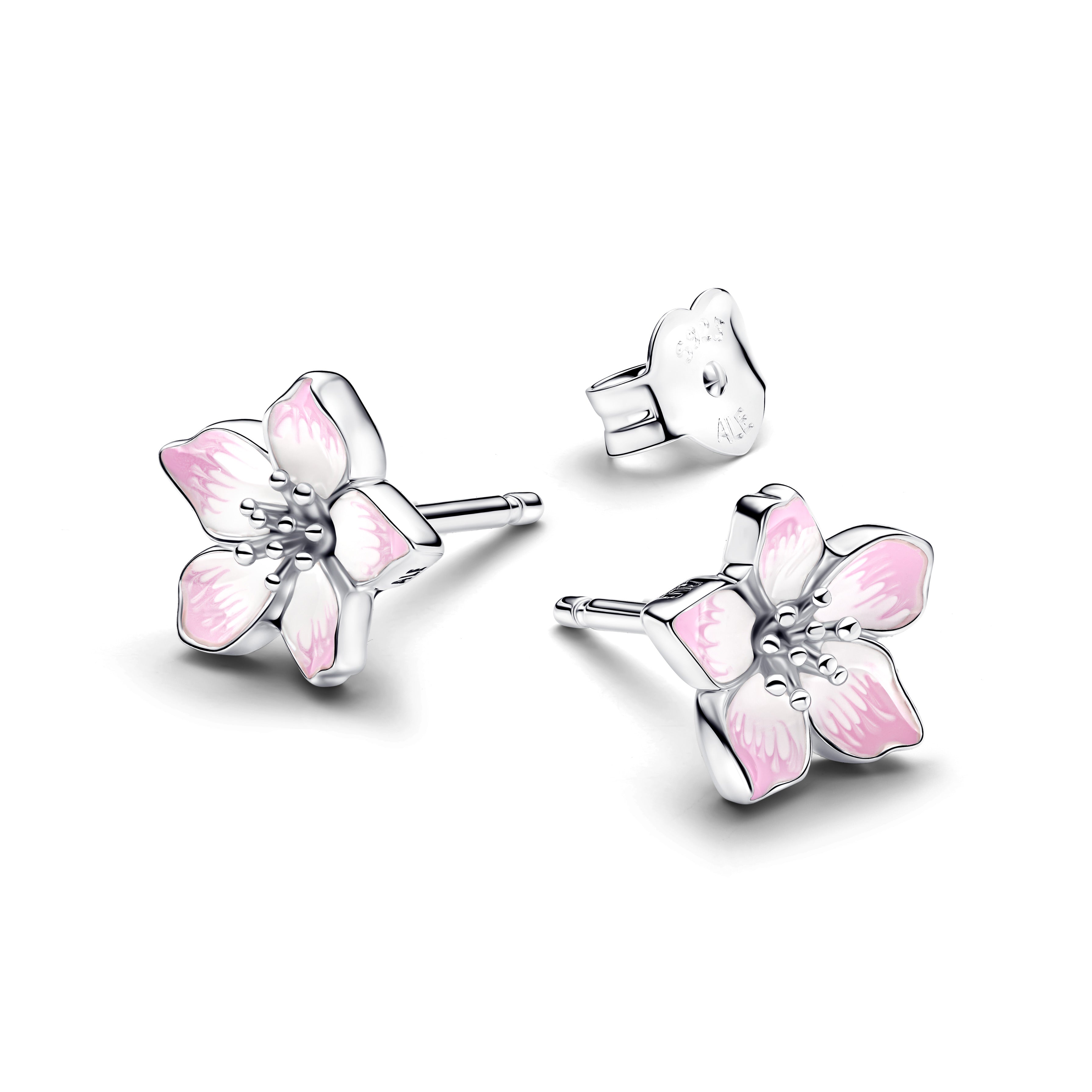 PANDORA Cherry Blossom Stud Earrings Enamel Flowers Statement Ring Jewelry Gift