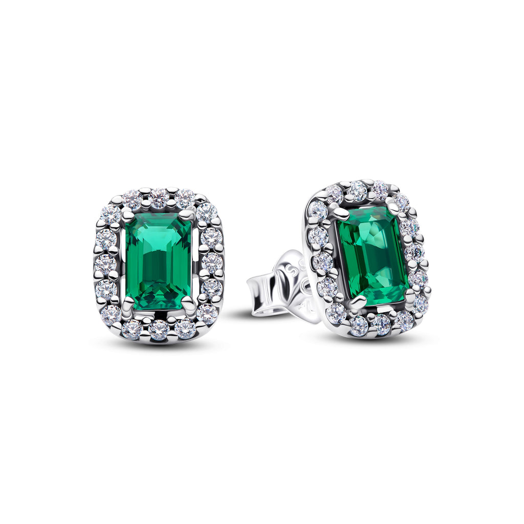 PANDORA Sparkling Rectangular Stud Earrings Cubic Zirconia Stones Statement Ring Jewelry Gift