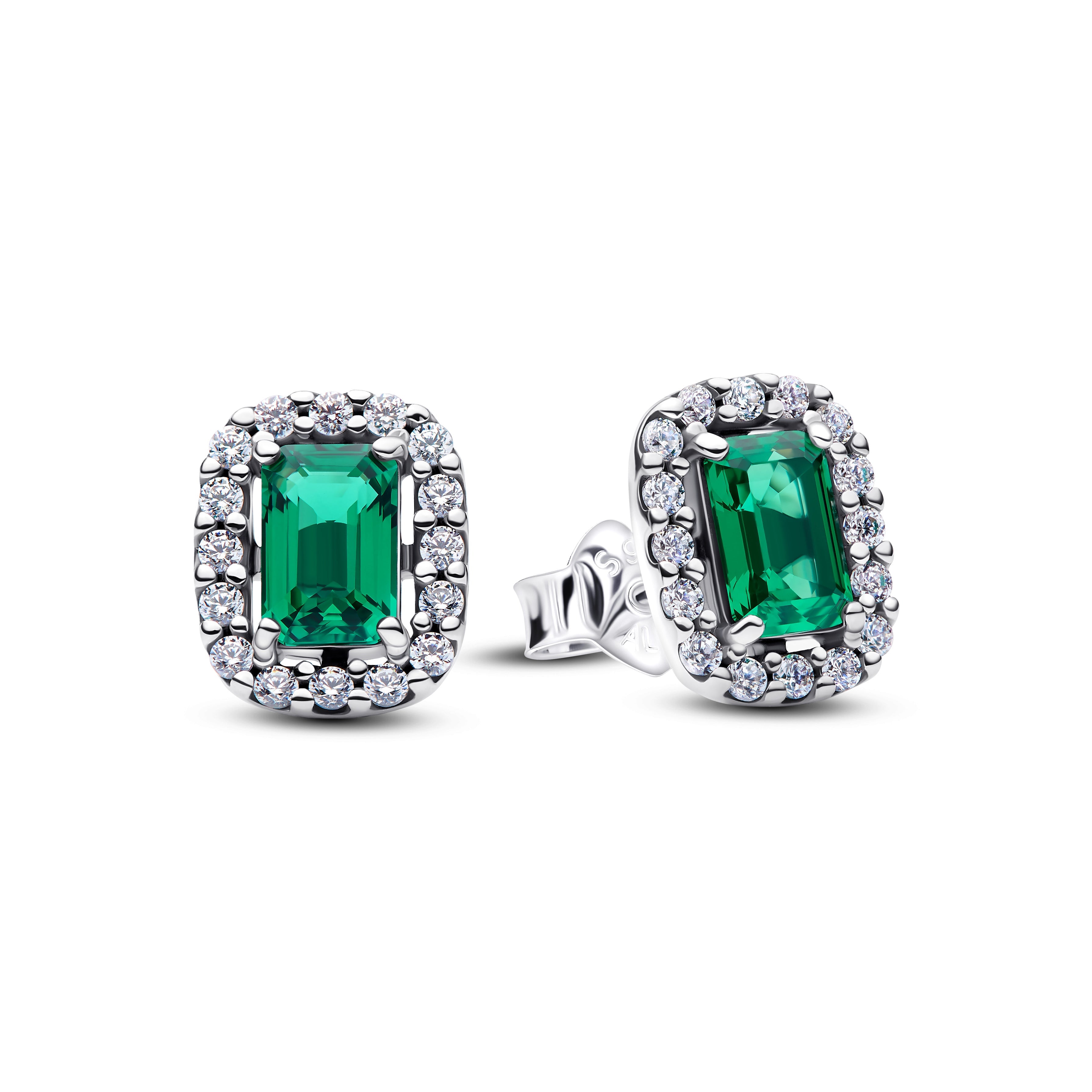 PANDORA Sparkling Rectangular Stud Earrings Cubic Zirconia Stones Statement Ring Jewelry Gift