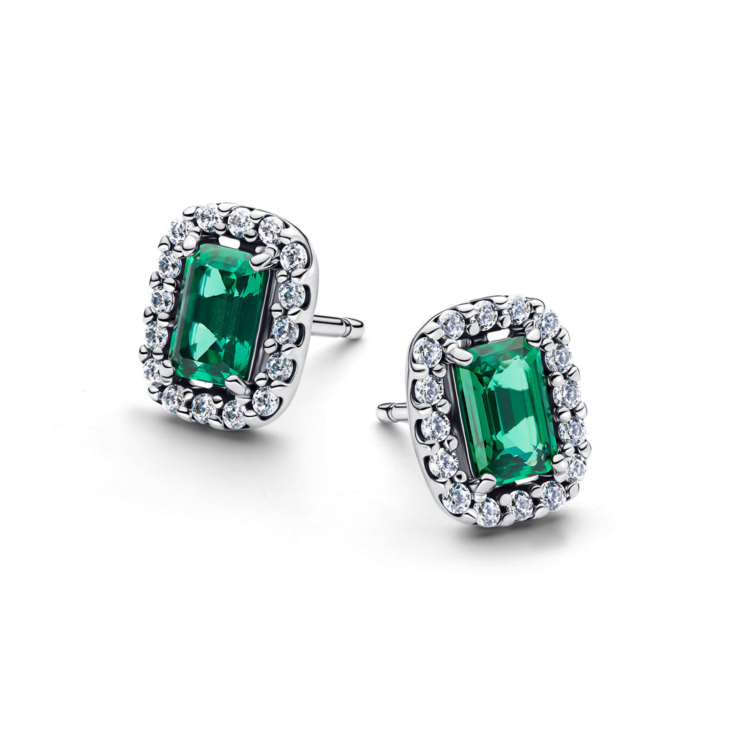 PANDORA Sparkling Rectangular Stud Earrings Cubic Zirconia Stones Statement Ring Jewelry Gift