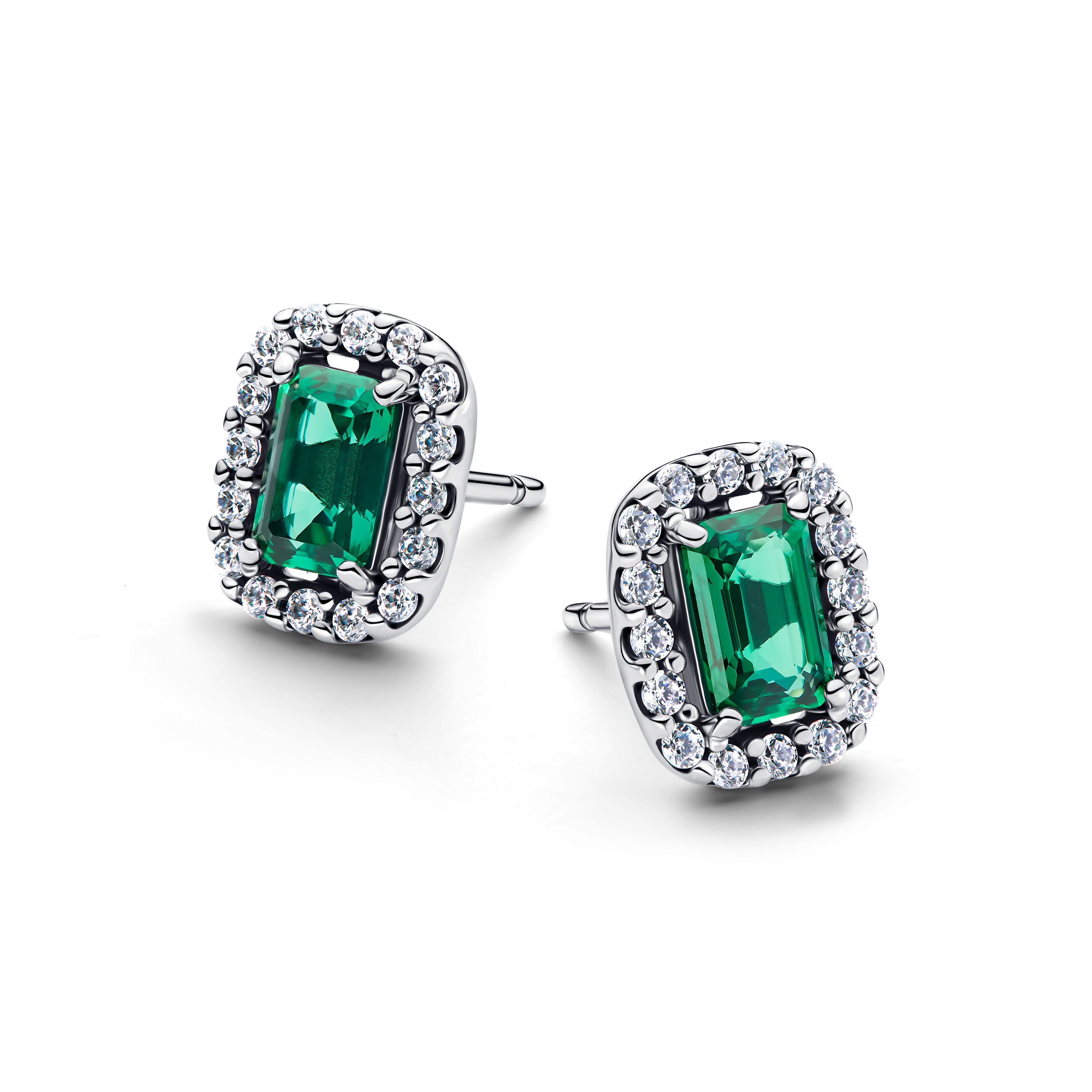 PANDORA Sparkling Rectangular Stud Earrings Cubic Zirconia Stones Statement Ring Jewelry Gift