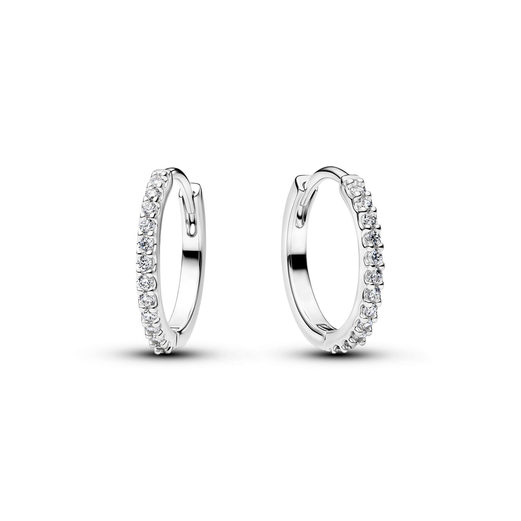 PANDORA Sparkling Mini Hoop Earrings Cubic Zirconia Silver Statement Ring Jewelry Gift