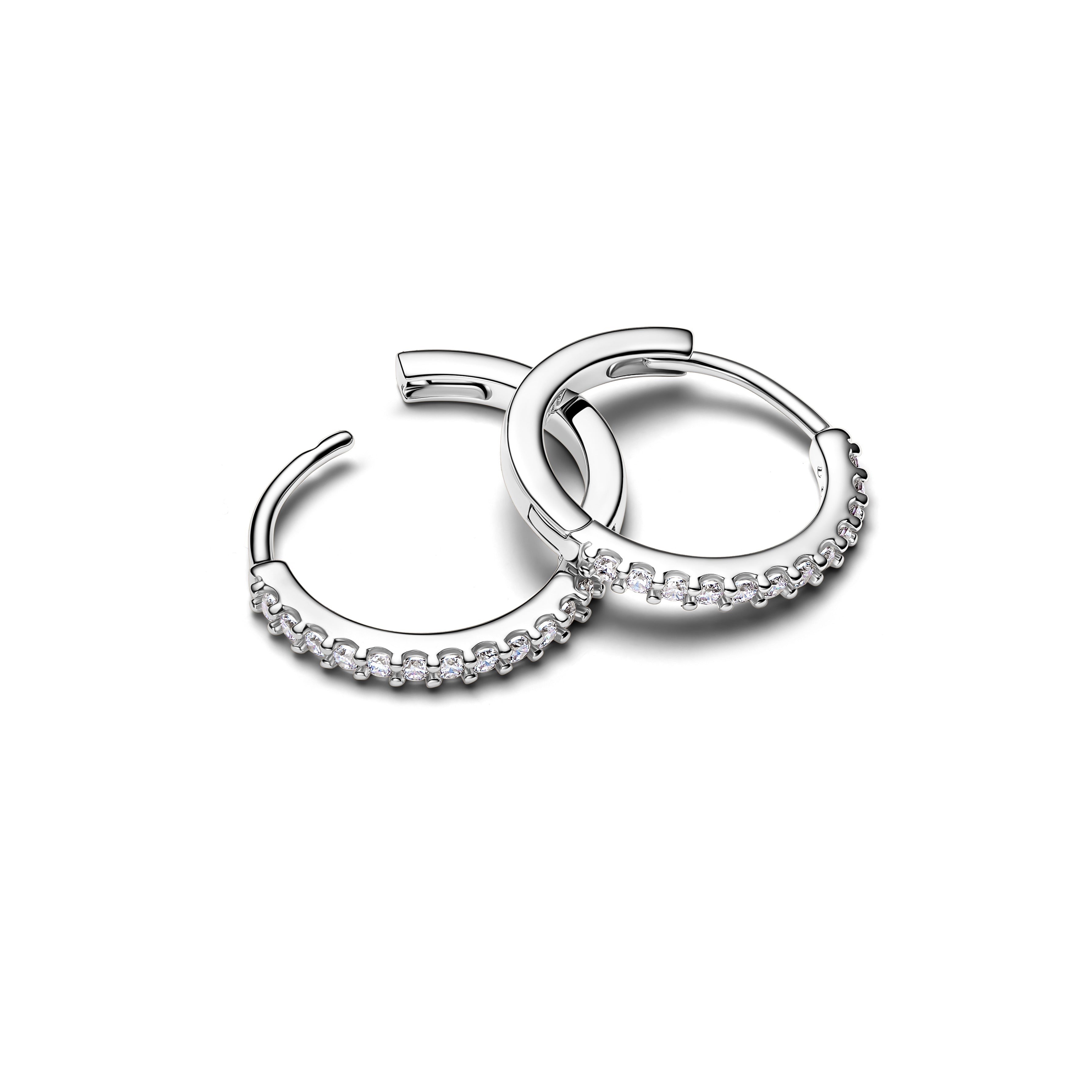 PANDORA Sparkling Mini Hoop Earrings Cubic Zirconia Silver Statement Ring Jewelry Gift